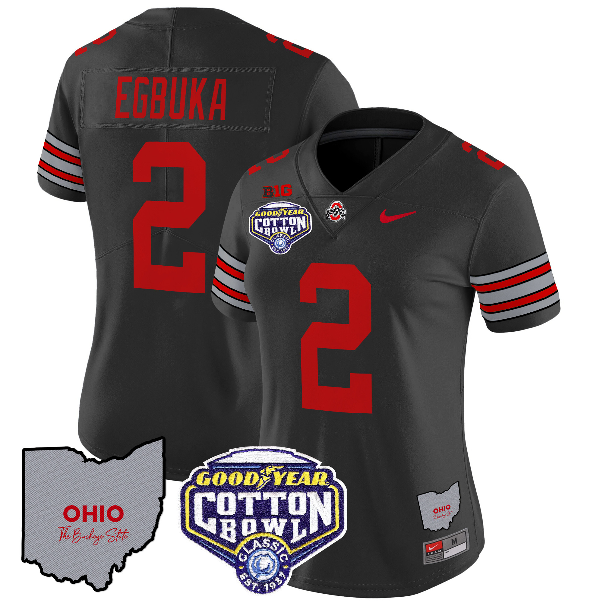 Women’s Ohio State Buckeyes ‘Heritage Stripe’ Cotton Bowl Patch Vapor Limited Jersey – All Stitched