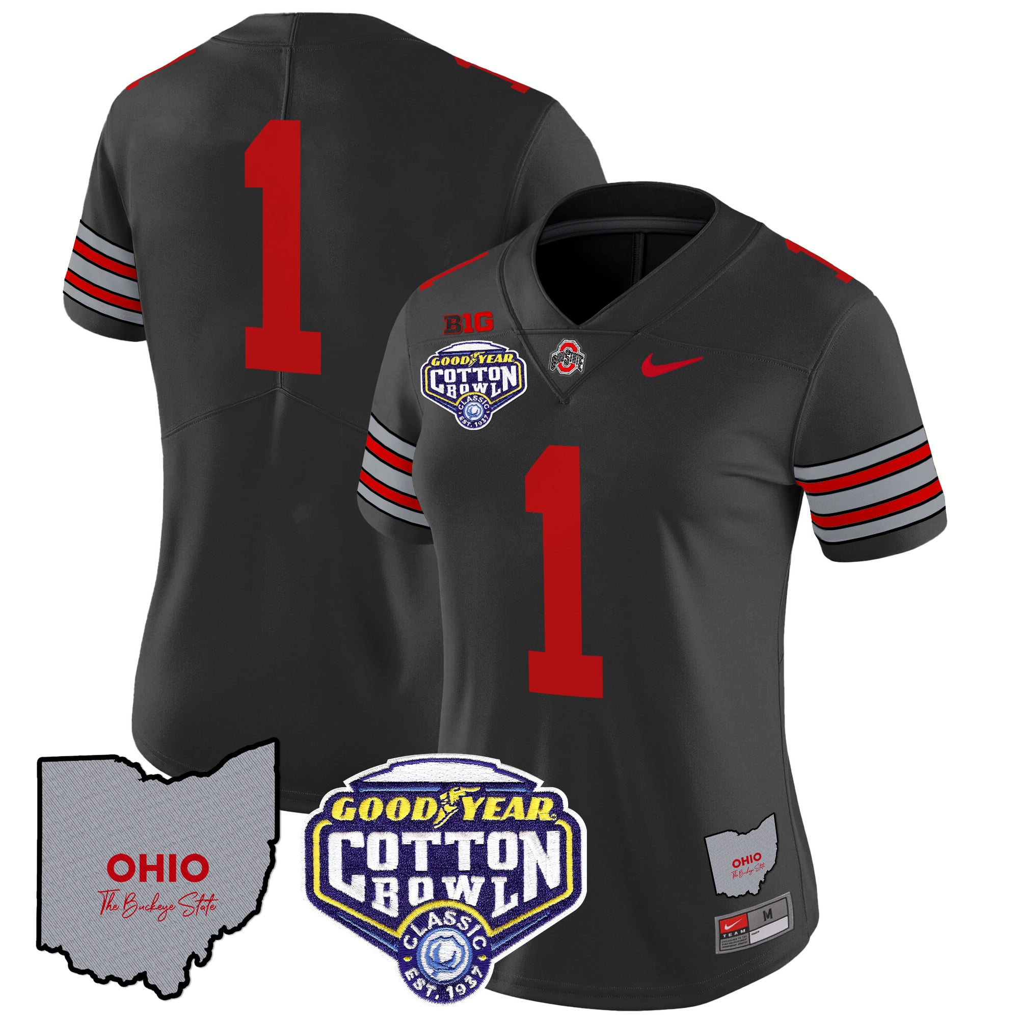 Women’s Ohio State Buckeyes ‘Heritage Stripe’ Cotton Bowl Patch Vapor Limited Jersey – All Stitched