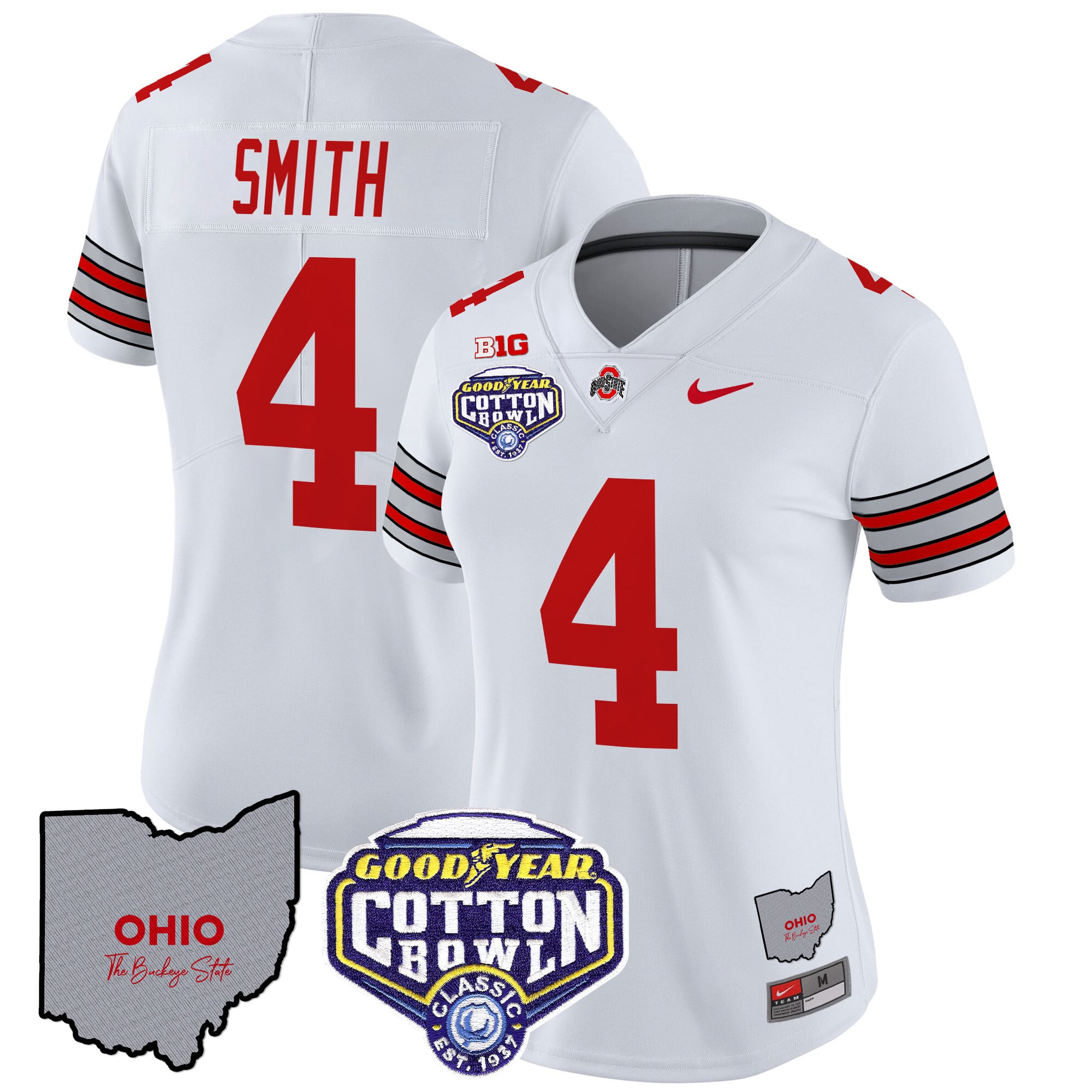 Women’s Ohio State Buckeyes ‘Heritage Stripe’ Cotton Bowl Patch Vapor Limited Jersey – All Stitched