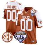 Texas Longhorns Cotton Bowl Patch Game Custom Jersey – All Stitched