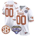 Texas Longhorns Cotton Bowl Patch Game Custom Jersey – All Stitched