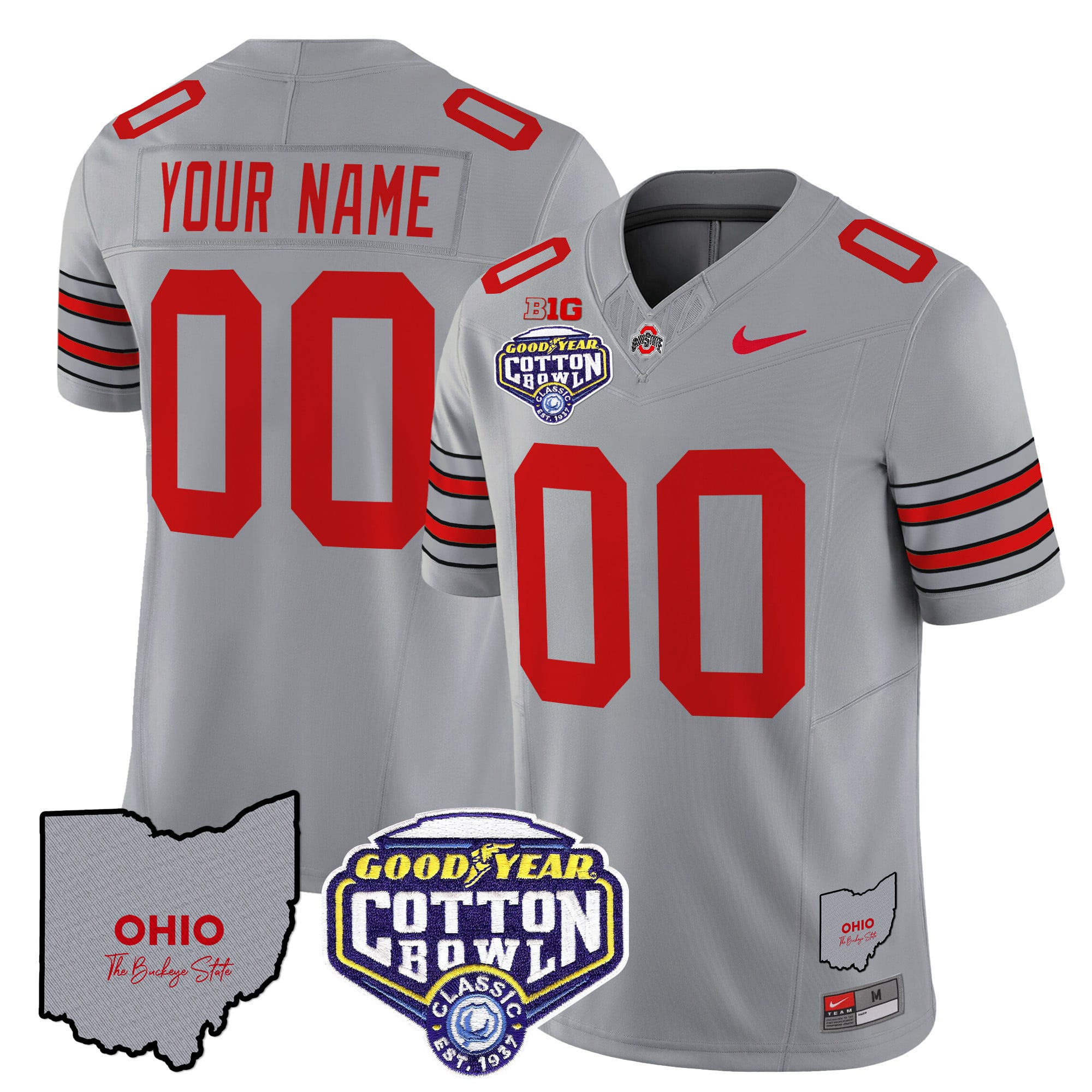 Ohio State Buckeyes ‘Heritage Stripe’ Cotton Bowl Patch Vapor Limited Custom Jersey – All Stitched