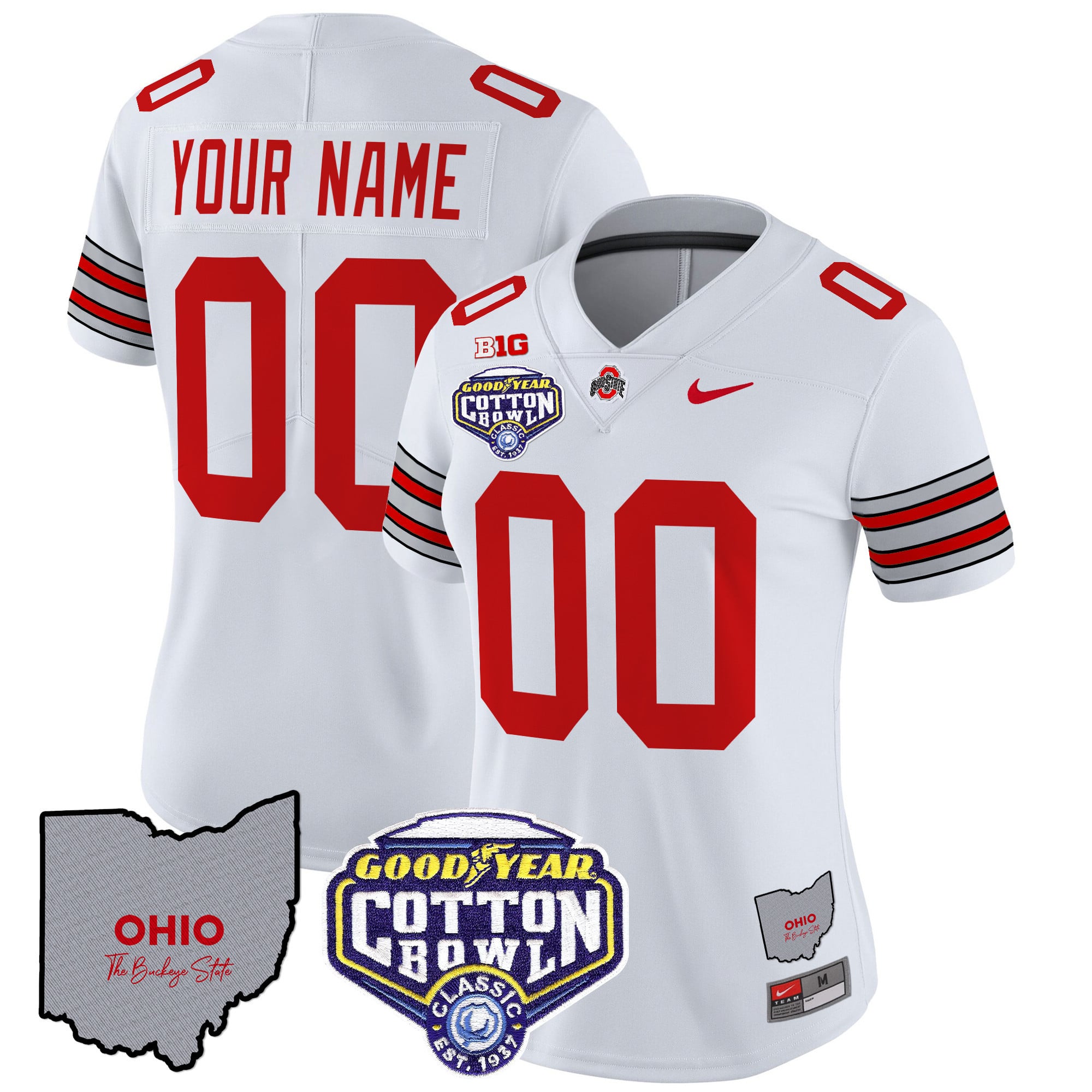 Ohio State Buckeyes ‘Heritage Stripe’ Cotton Bowl Patch Vapor Limited Custom Jersey – All Stitched