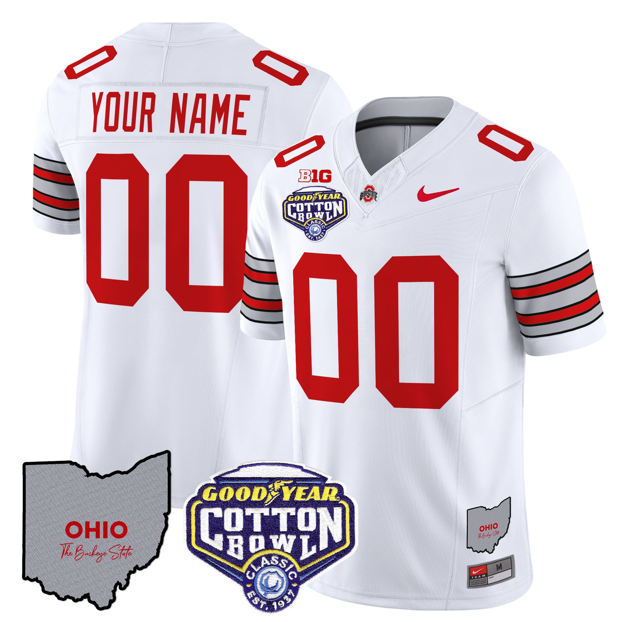 Ohio State Buckeyes ‘Heritage Stripe’ Cotton Bowl Patch Vapor Limited Custom Jersey – All Stitched