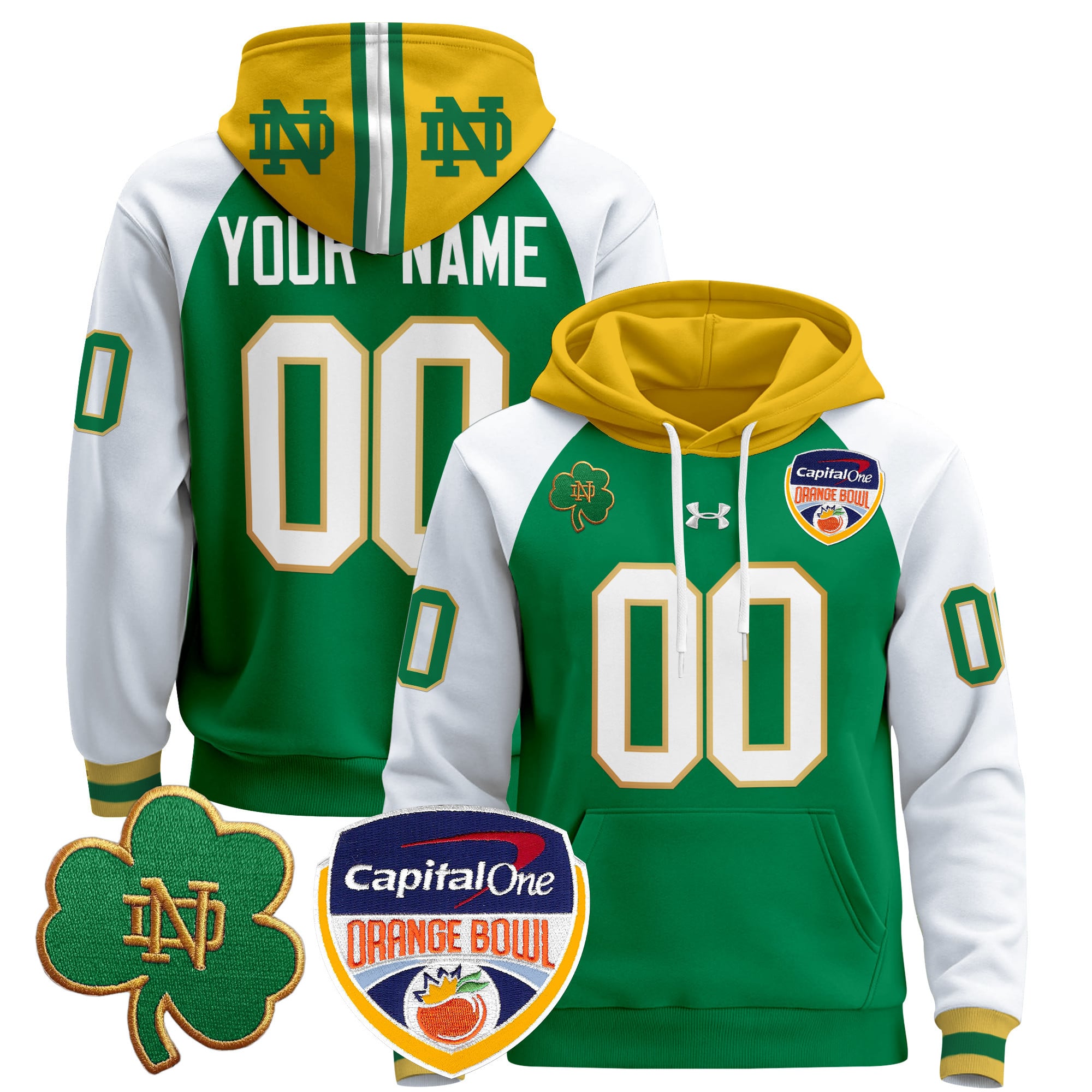 Notre Dame Fighting Irish Orange Bowl Patch Custom Pullover Hoodie – All Stitched