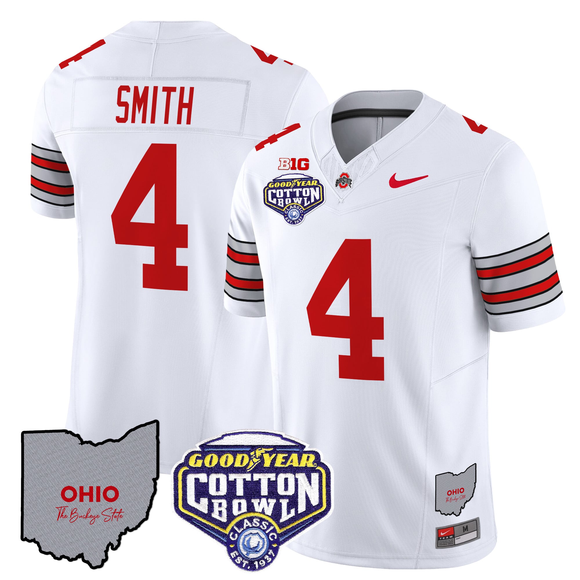 Men’s Ohio State Buckeyes ‘Heritage Stripe’ Cotton Bowl Patch Vapor Limited Jersey – All Stitched