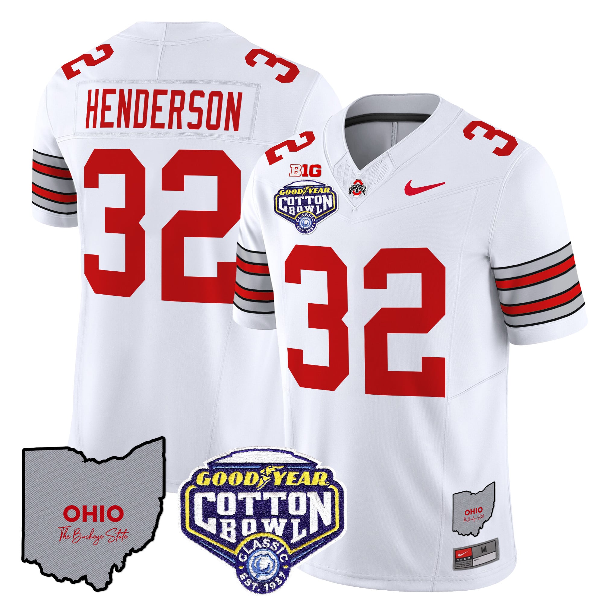 Men’s Ohio State Buckeyes ‘Heritage Stripe’ Cotton Bowl Patch Vapor Limited Jersey – All Stitched