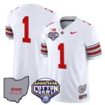 Men’s Ohio State Buckeyes ‘Heritage Stripe’ Cotton Bowl Patch Vapor Limited Jersey – All Stitched