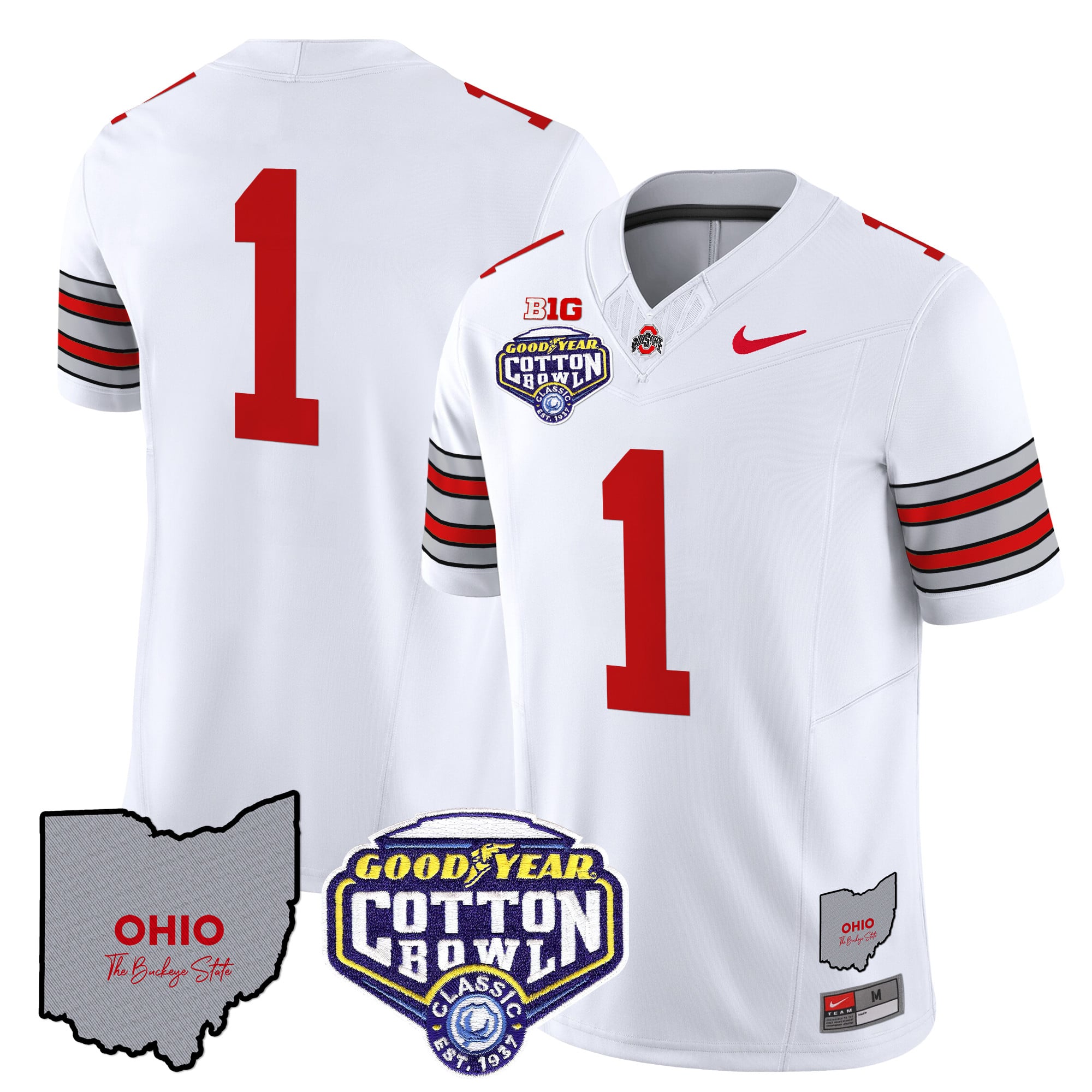 Men’s Ohio State Buckeyes ‘Heritage Stripe’ Cotton Bowl Patch Vapor Limited Jersey – All Stitched