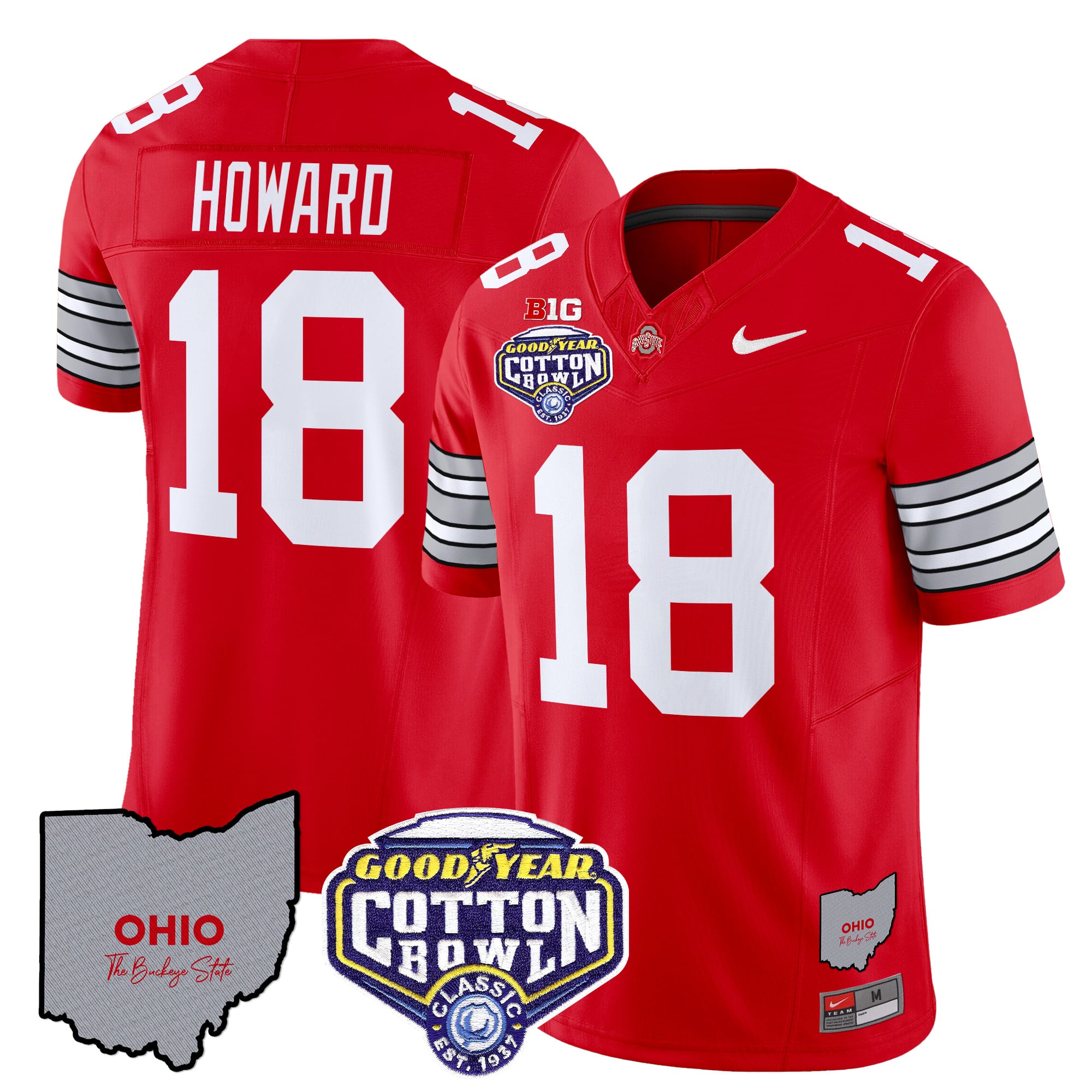 Men’s Ohio State Buckeyes ‘Heritage Stripe’ Cotton Bowl Patch Vapor Limited Jersey – All Stitched