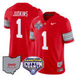 Men’s Ohio State Buckeyes ‘Heritage Stripe’ Cotton Bowl Patch Vapor Limited Jersey – All Stitched