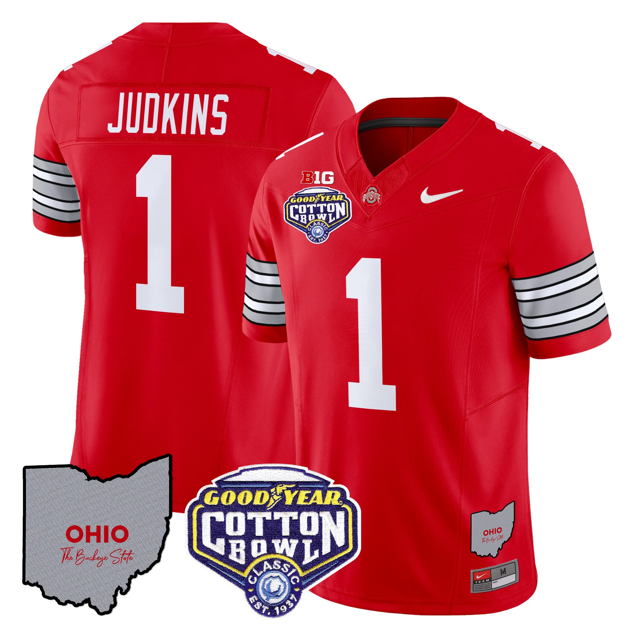 Men’s Ohio State Buckeyes ‘Heritage Stripe’ Cotton Bowl Patch Vapor Limited Jersey – All Stitched