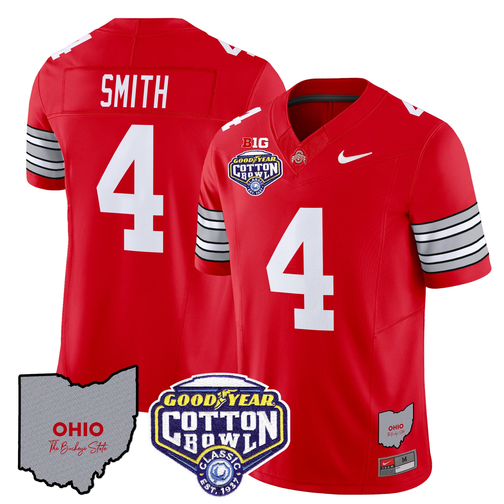 Men’s Ohio State Buckeyes ‘Heritage Stripe’ Cotton Bowl Patch Vapor Limited Jersey – All Stitched
