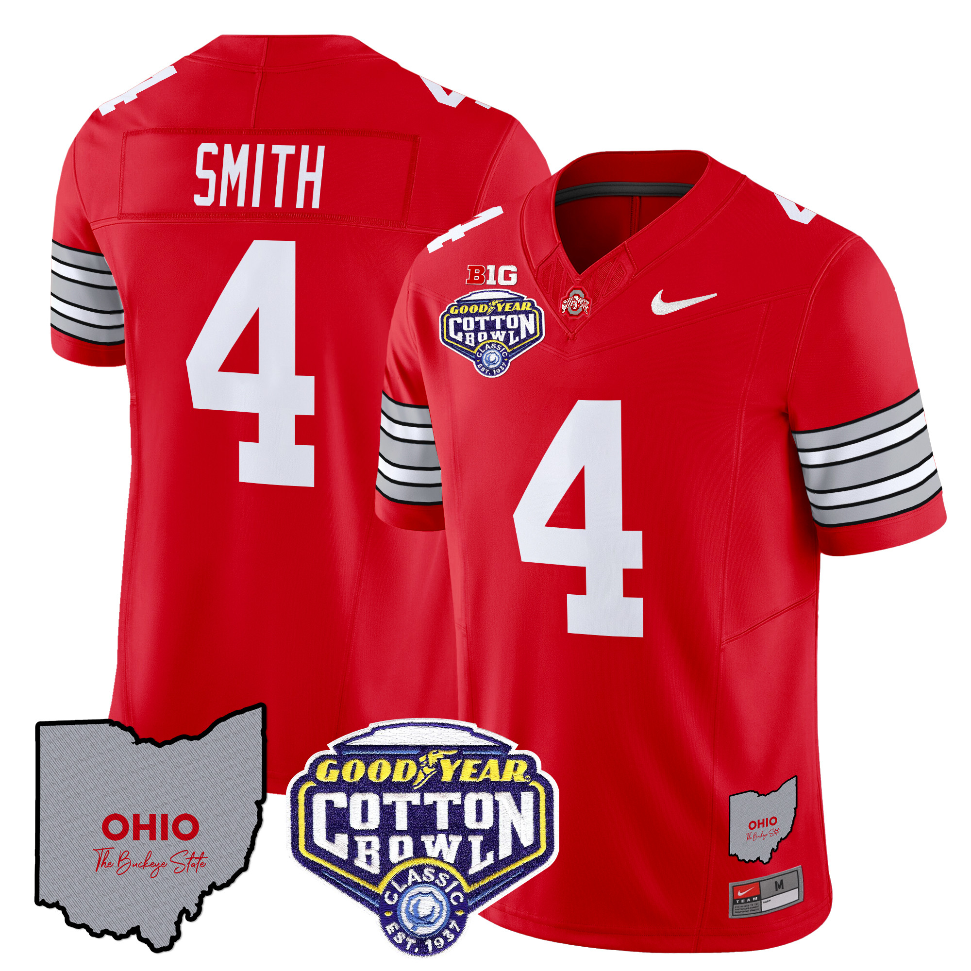 Men’s Ohio State Buckeyes ‘Heritage Stripe’ Cotton Bowl Patch Vapor Limited Jersey – All Stitched