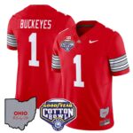 Men’s Ohio State Buckeyes ‘Heritage Stripe’ Cotton Bowl Patch Vapor Limited Jersey – All Stitched