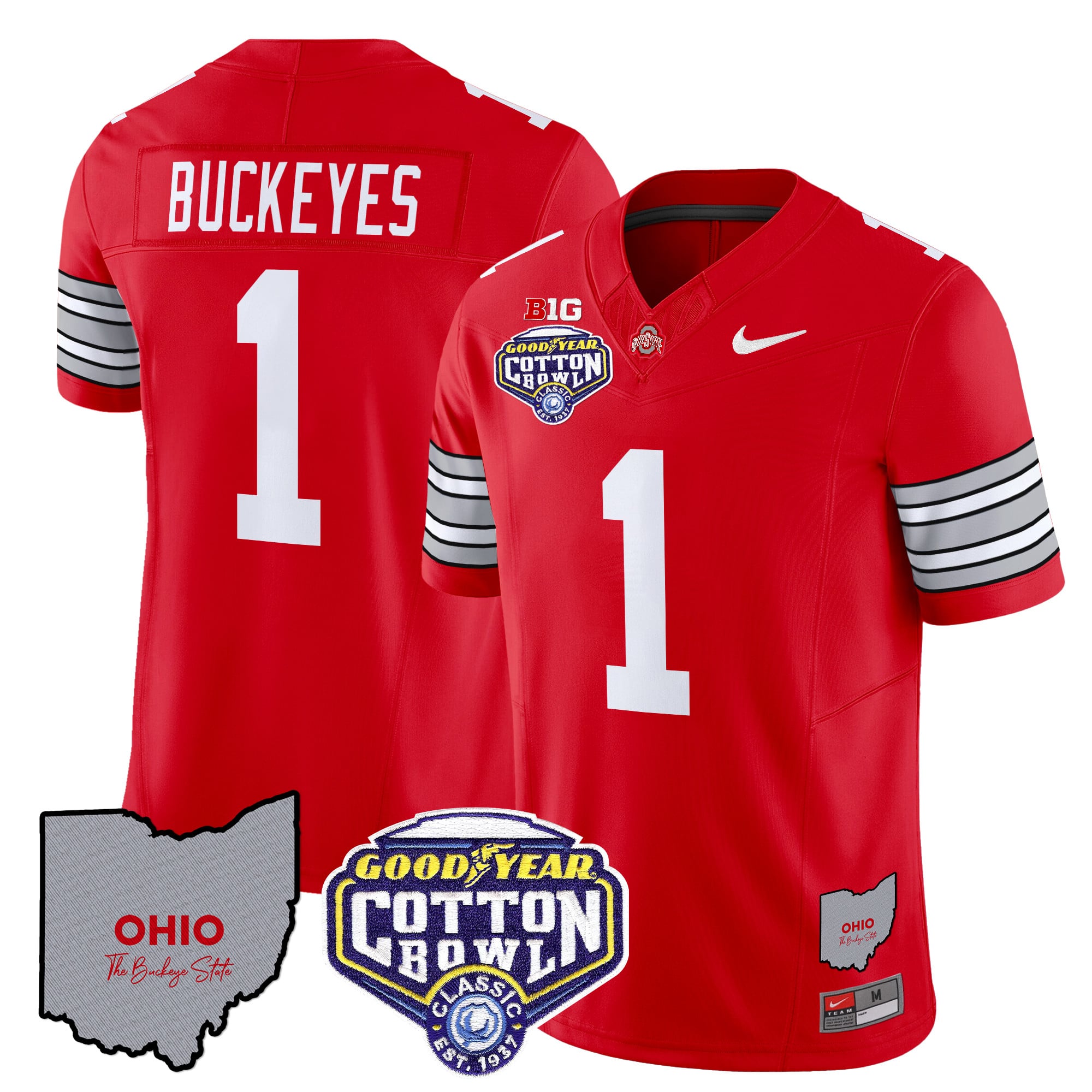 Men’s Ohio State Buckeyes ‘Heritage Stripe’ Cotton Bowl Patch Vapor Limited Jersey – All Stitched