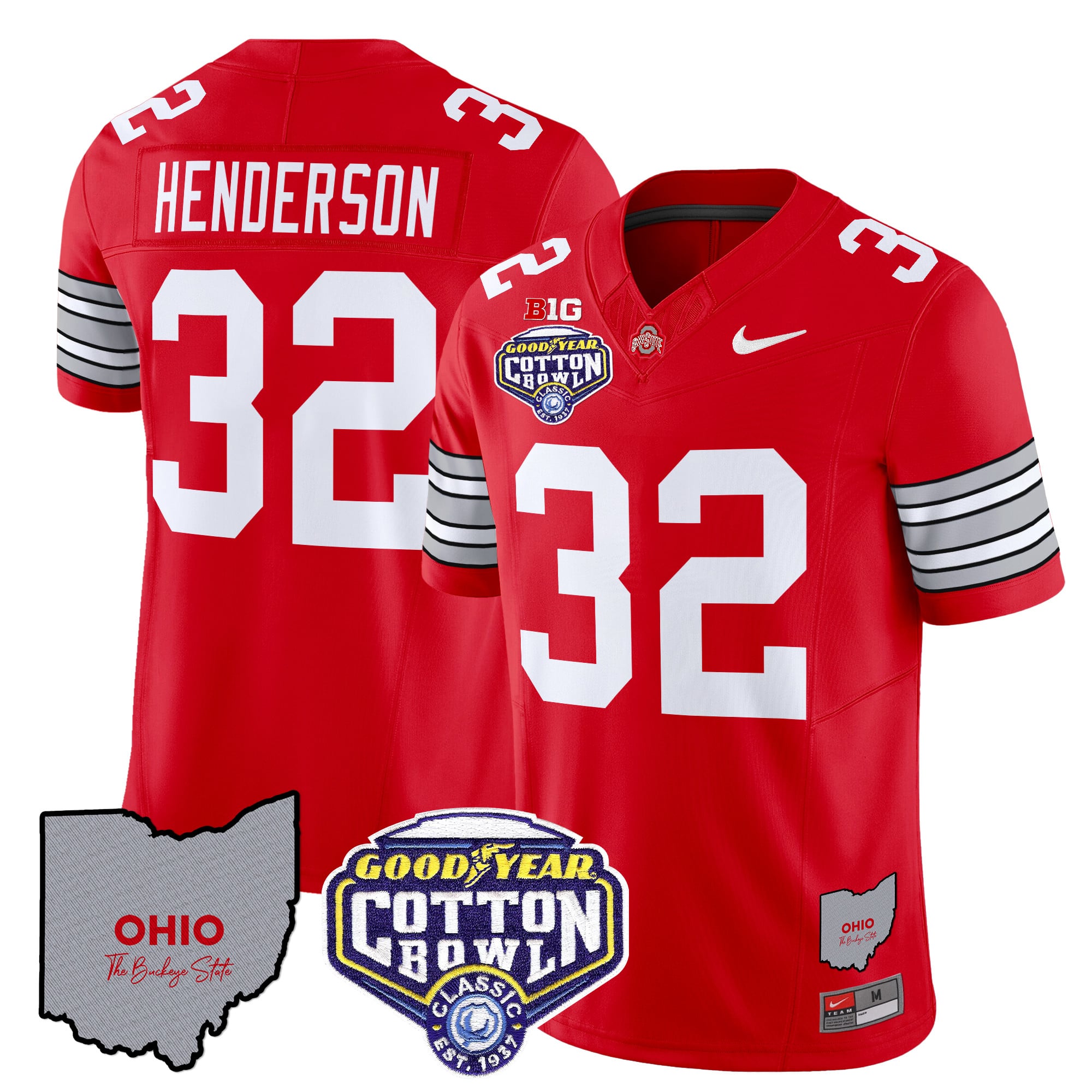 Men’s Ohio State Buckeyes ‘Heritage Stripe’ Cotton Bowl Patch Vapor Limited Jersey – All Stitched