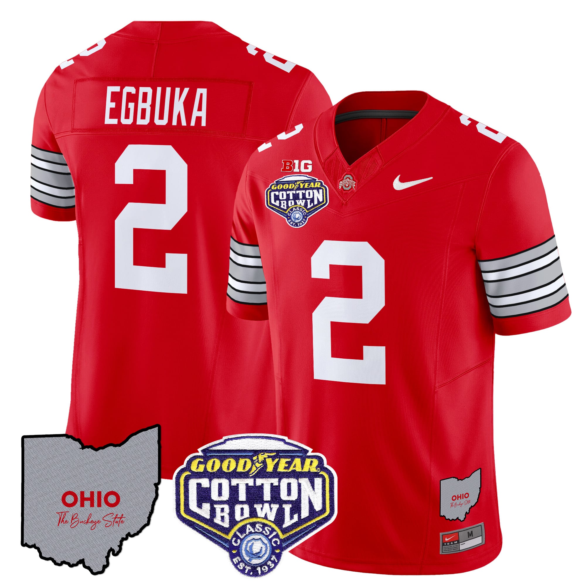 Men’s Ohio State Buckeyes ‘Heritage Stripe’ Cotton Bowl Patch Vapor Limited Jersey – All Stitched