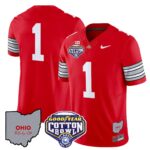 Men’s Ohio State Buckeyes ‘Heritage Stripe’ Cotton Bowl Patch Vapor Limited Jersey – All Stitched