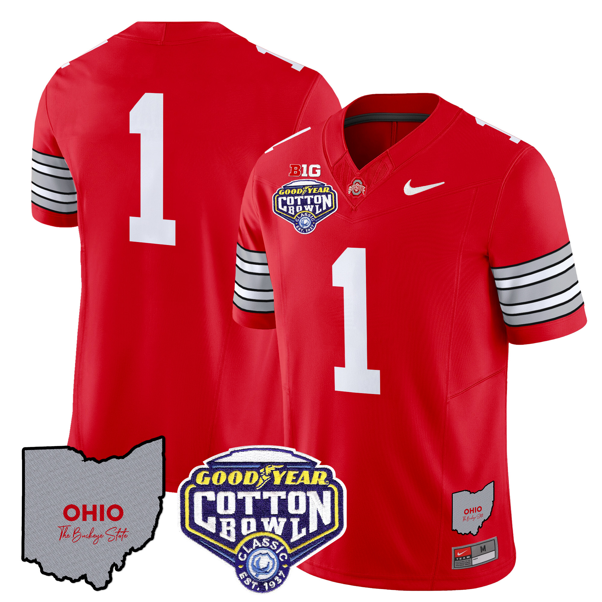 Men’s Ohio State Buckeyes ‘Heritage Stripe’ Cotton Bowl Patch Vapor Limited Jersey – All Stitched