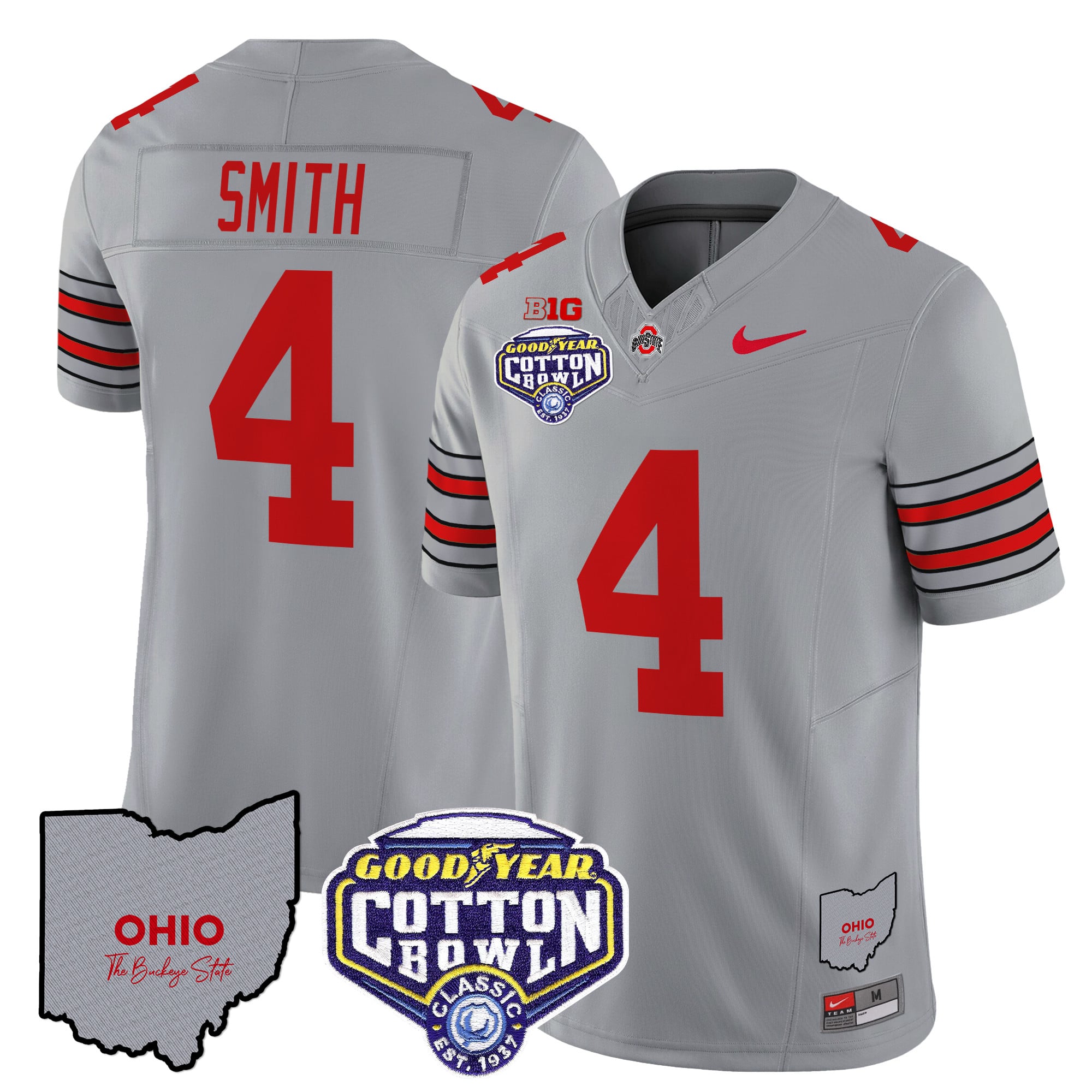 Men’s Ohio State Buckeyes ‘Heritage Stripe’ Cotton Bowl Patch Vapor Limited Jersey – All Stitched