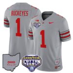 Men’s Ohio State Buckeyes ‘Heritage Stripe’ Cotton Bowl Patch Vapor Limited Jersey – All Stitched