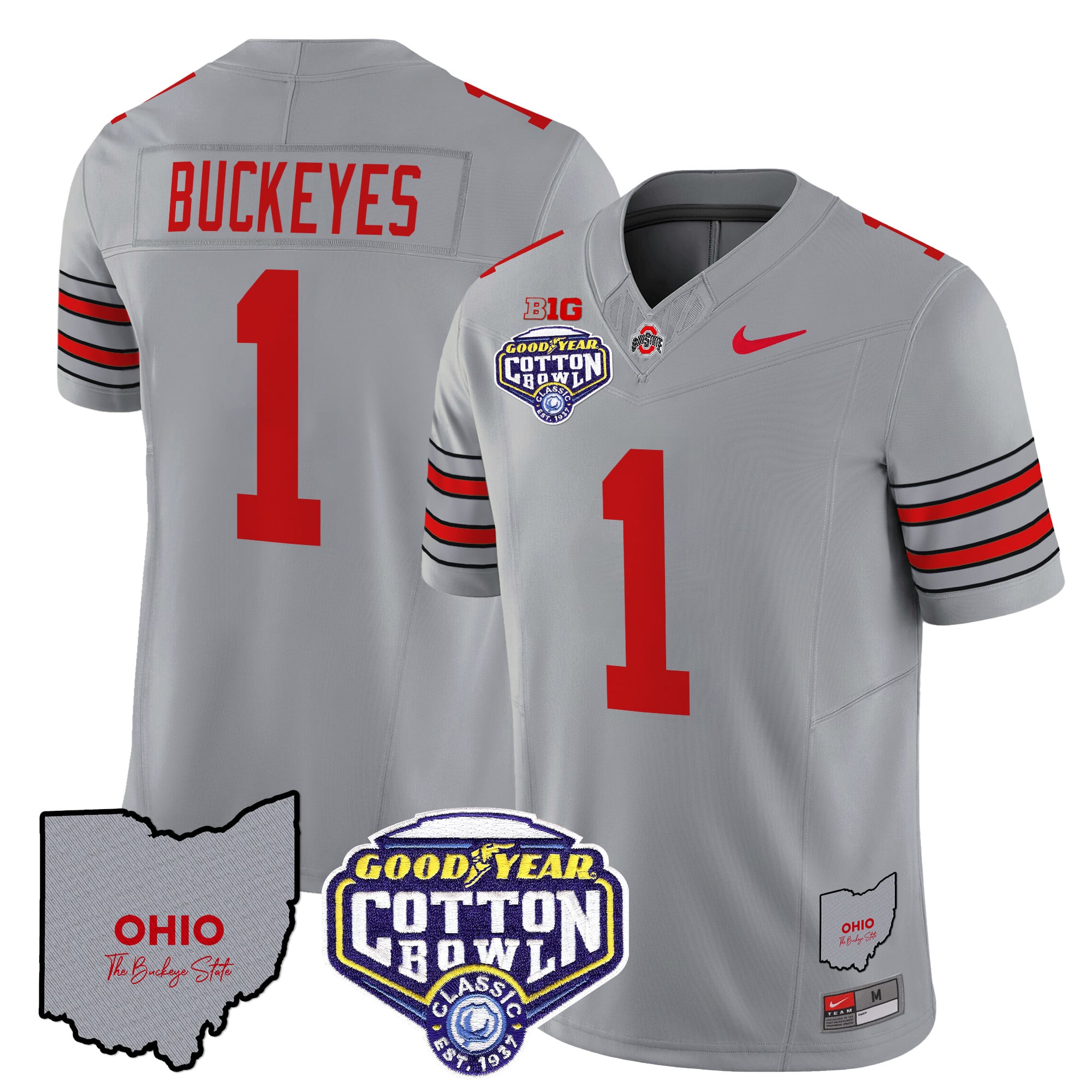 Men’s Ohio State Buckeyes ‘Heritage Stripe’ Cotton Bowl Patch Vapor Limited Jersey – All Stitched