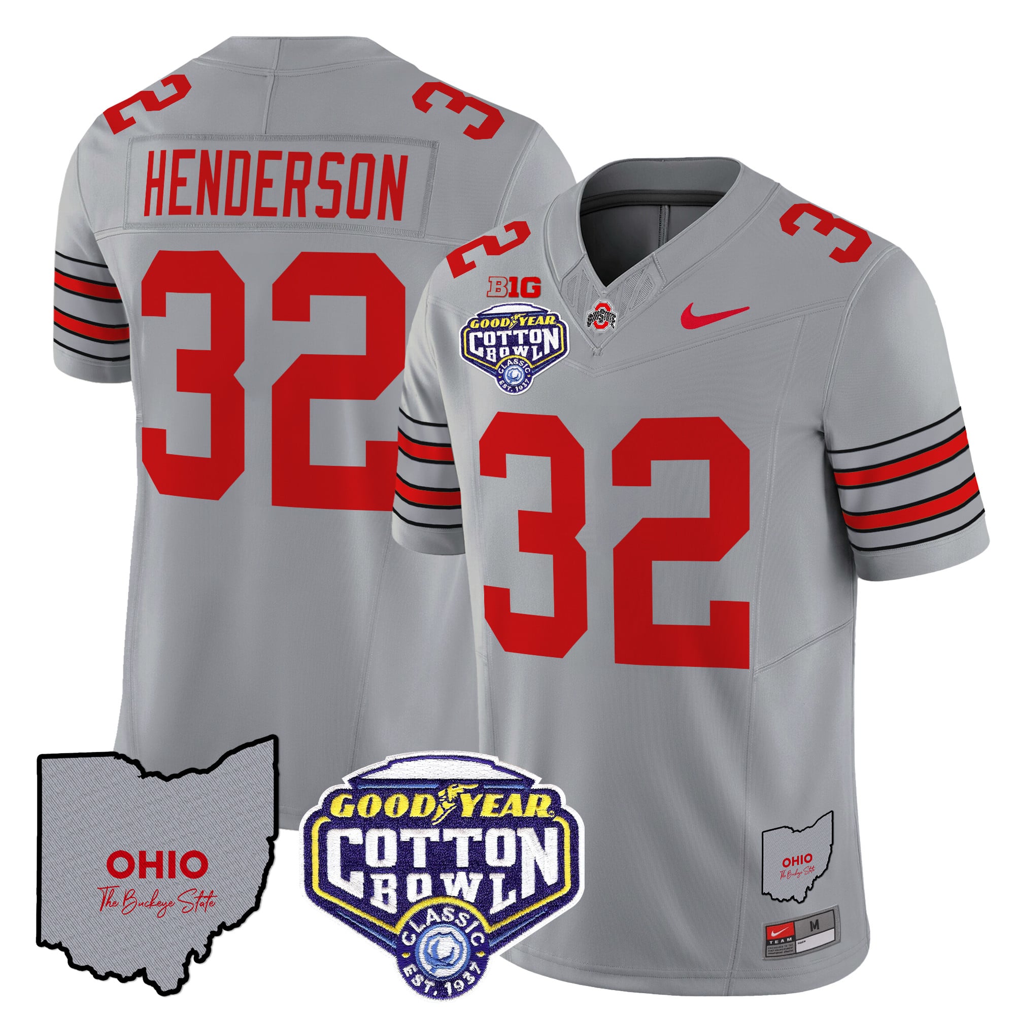 Men’s Ohio State Buckeyes ‘Heritage Stripe’ Cotton Bowl Patch Vapor Limited Jersey – All Stitched