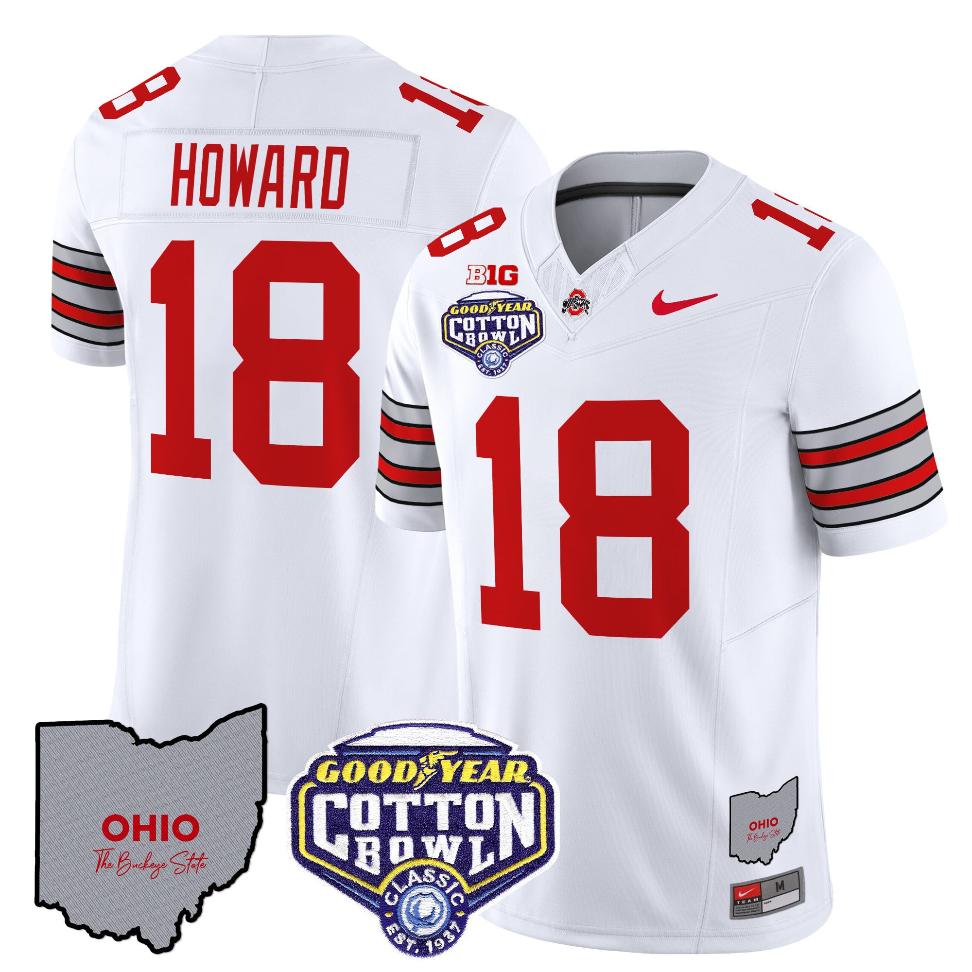 Men’s Ohio State Buckeyes ‘Heritage Stripe’ Cotton Bowl Patch Vapor Limited Jersey – All Stitched