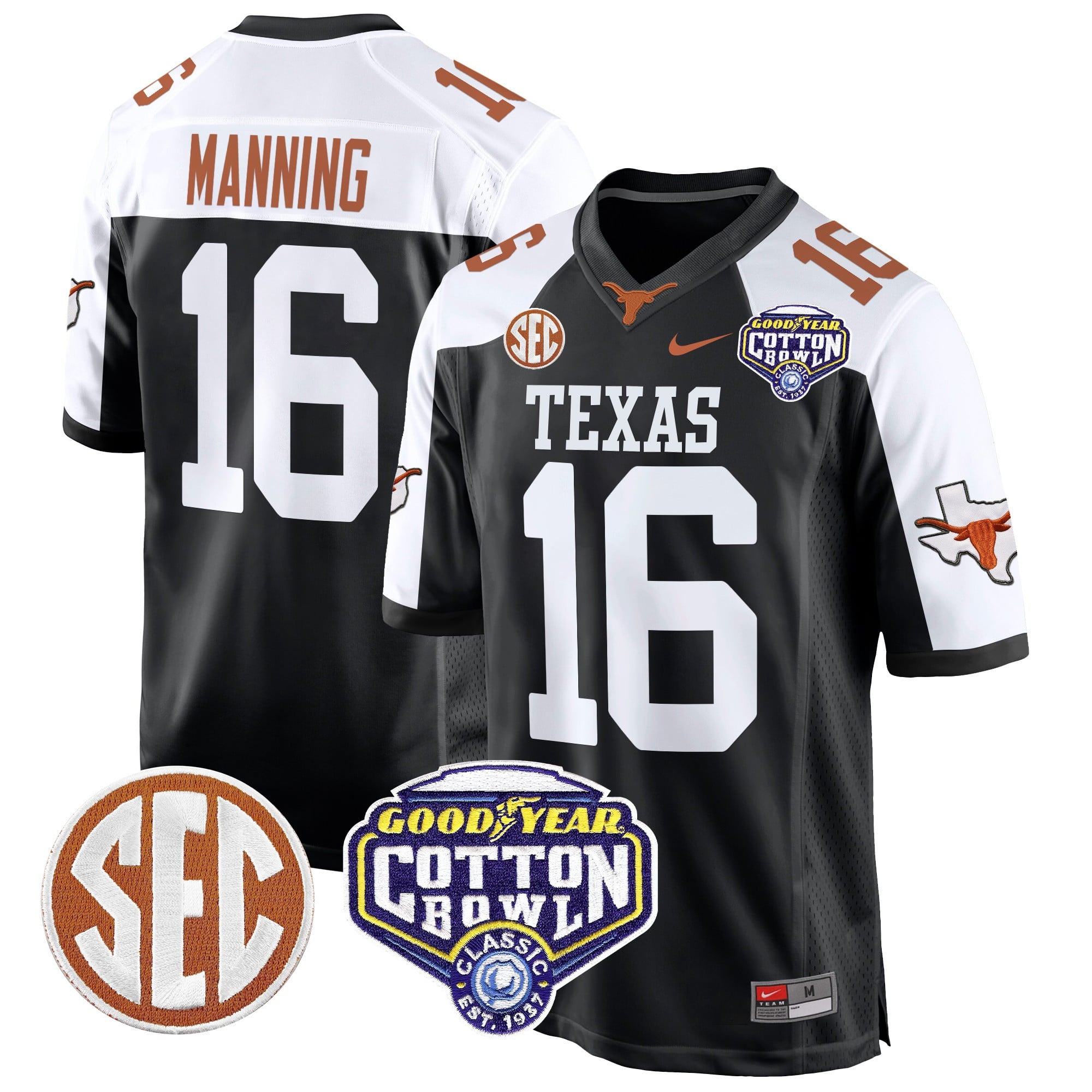 Men’s Texas Longhorns Cotton Bowl Patch Game Jersey – All Stitched