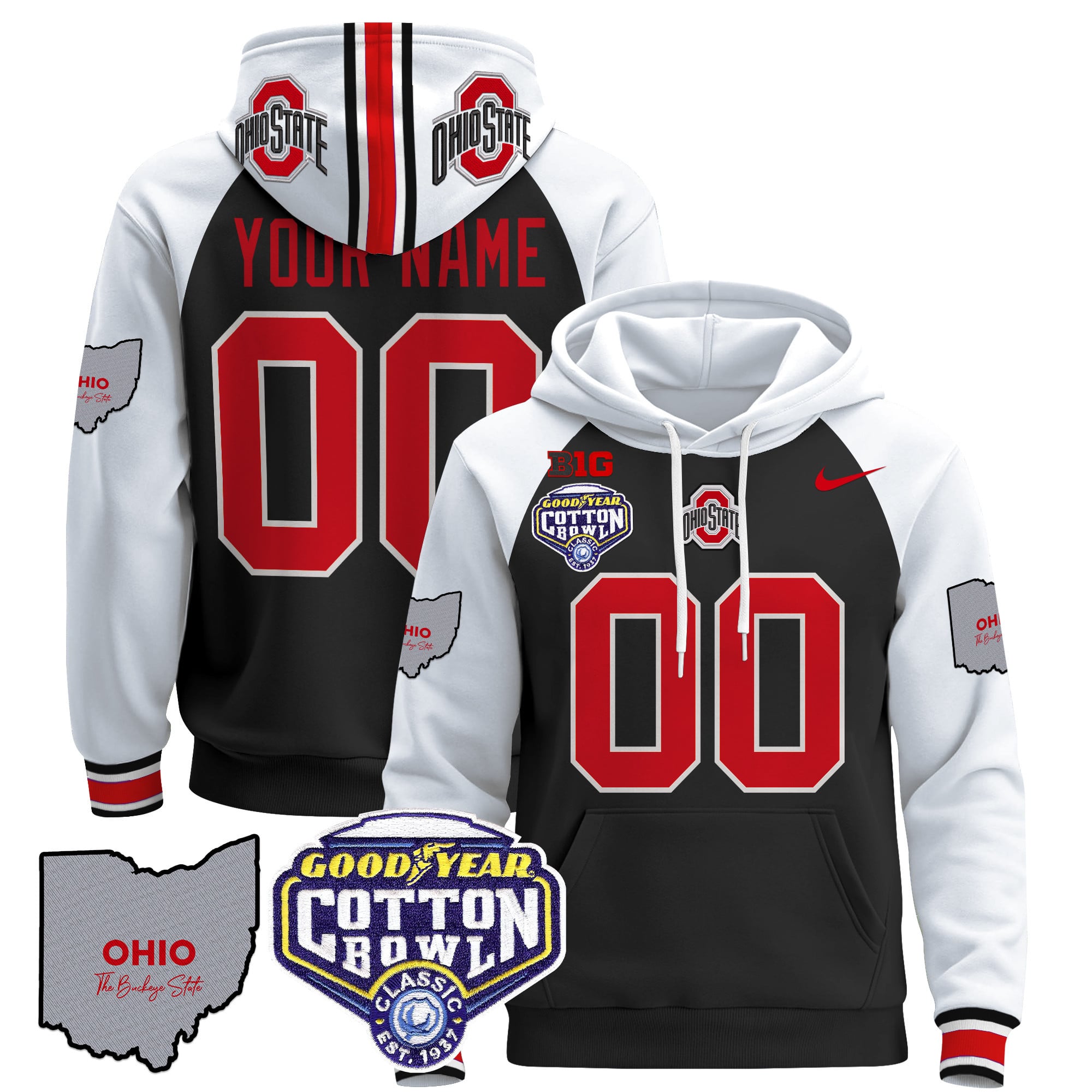 Ohio State Buckeyes Cotton Bowl Patch Custom Pullover Hoodie – All Stitched