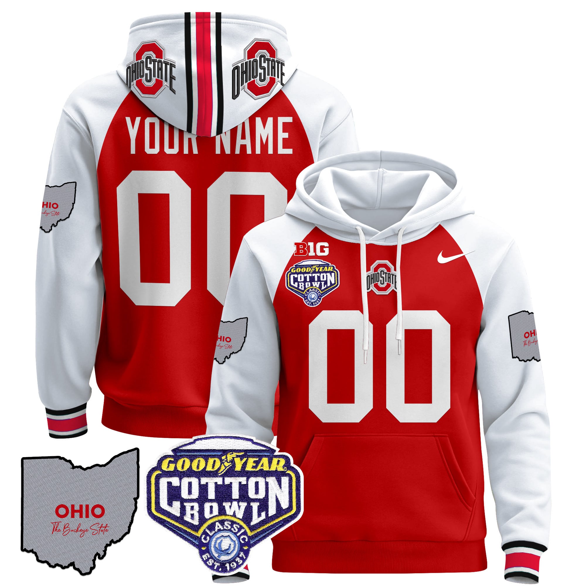 Ohio State Buckeyes Cotton Bowl Patch Custom Pullover Hoodie – All Stitched