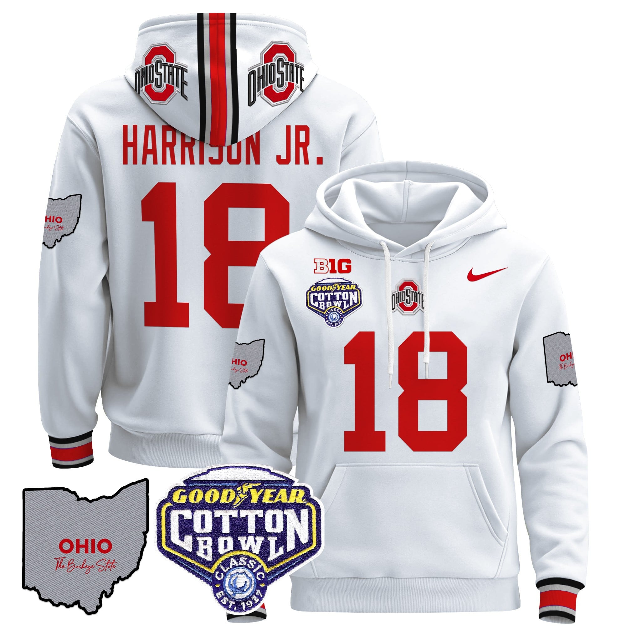 Ohio State Buckeyes Cotton Bowl Patch Pullover Hoodie – All Stitched