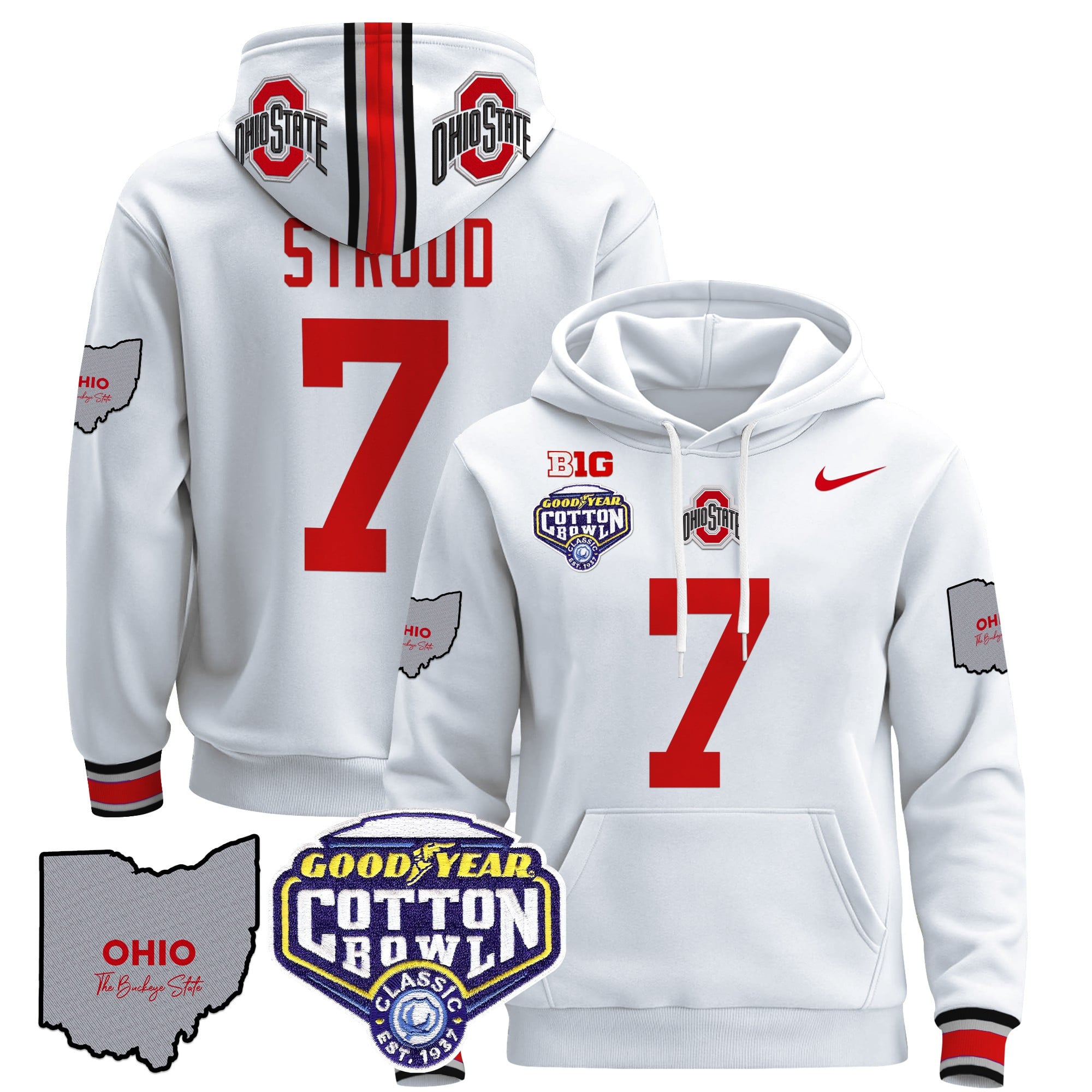 Ohio State Buckeyes Cotton Bowl Patch Pullover Hoodie – All Stitched