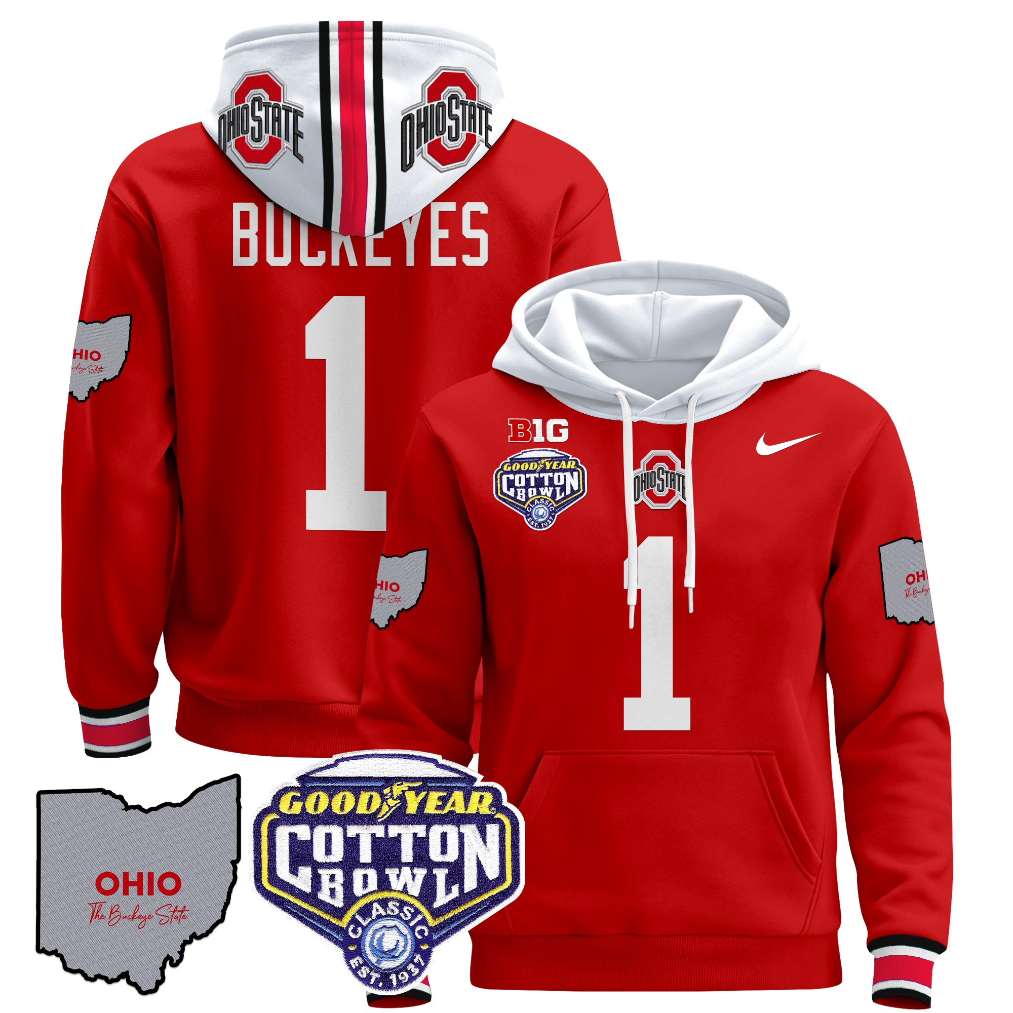 Ohio State Buckeyes Cotton Bowl Patch Pullover Hoodie – All Stitched