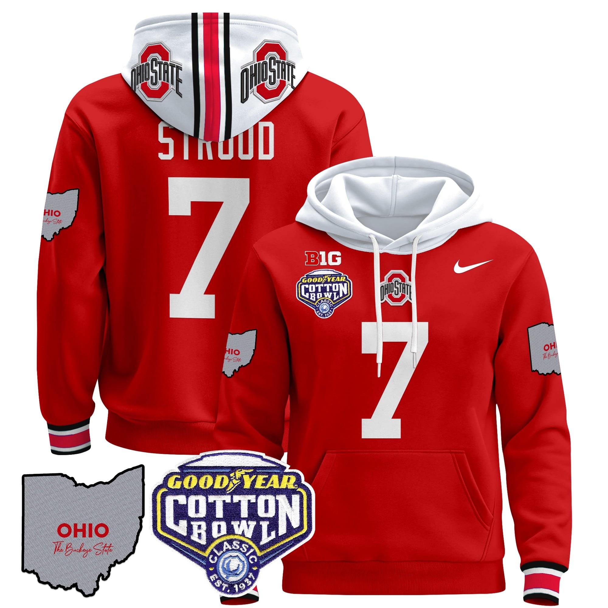 Ohio State Buckeyes Cotton Bowl Patch Pullover Hoodie – All Stitched