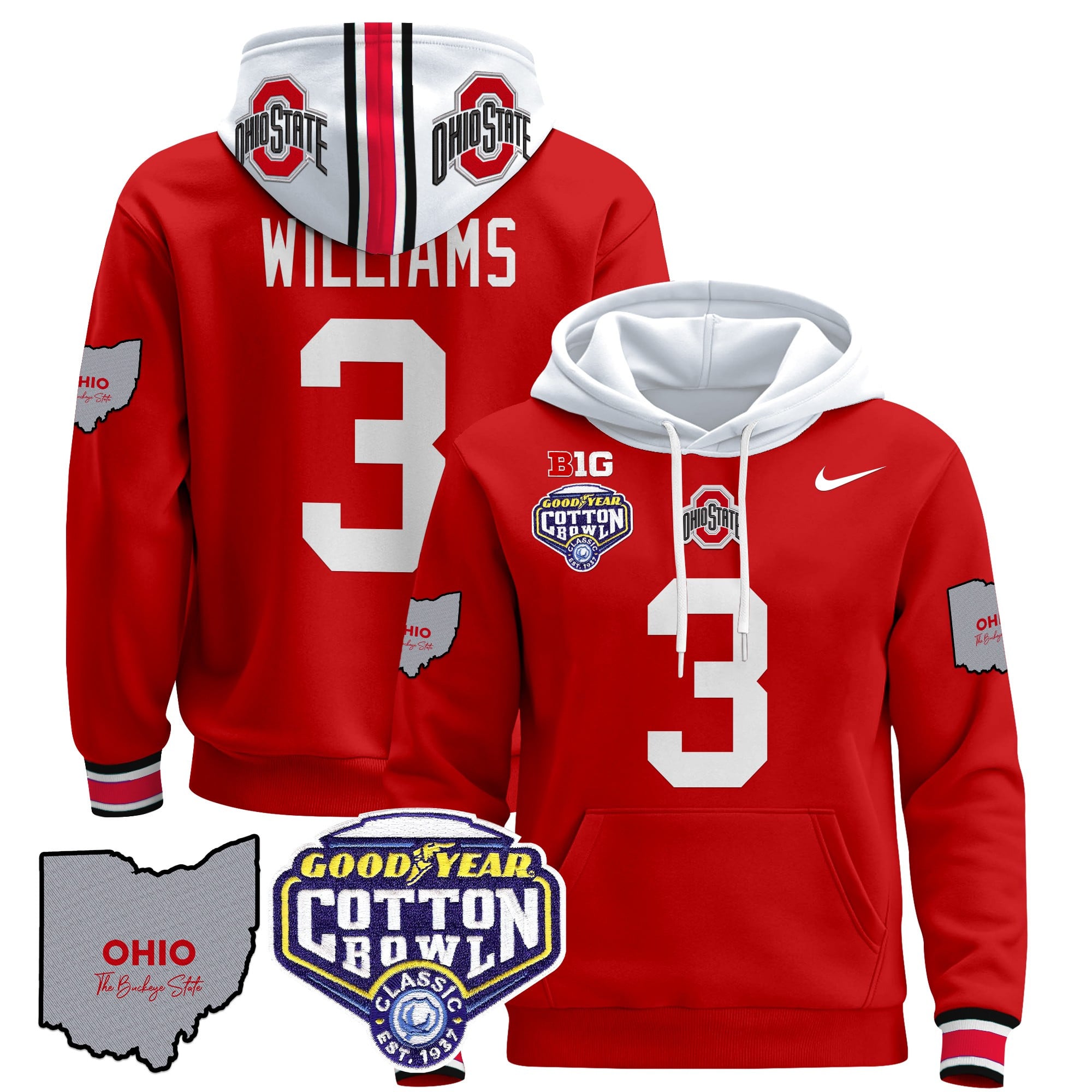 Ohio State Buckeyes Cotton Bowl Patch Pullover Hoodie – All Stitched