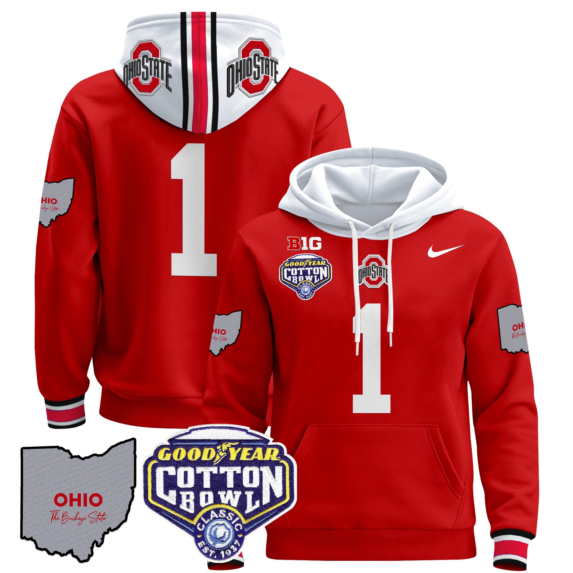 Ohio State Buckeyes Cotton Bowl Patch Pullover Hoodie – All Stitched