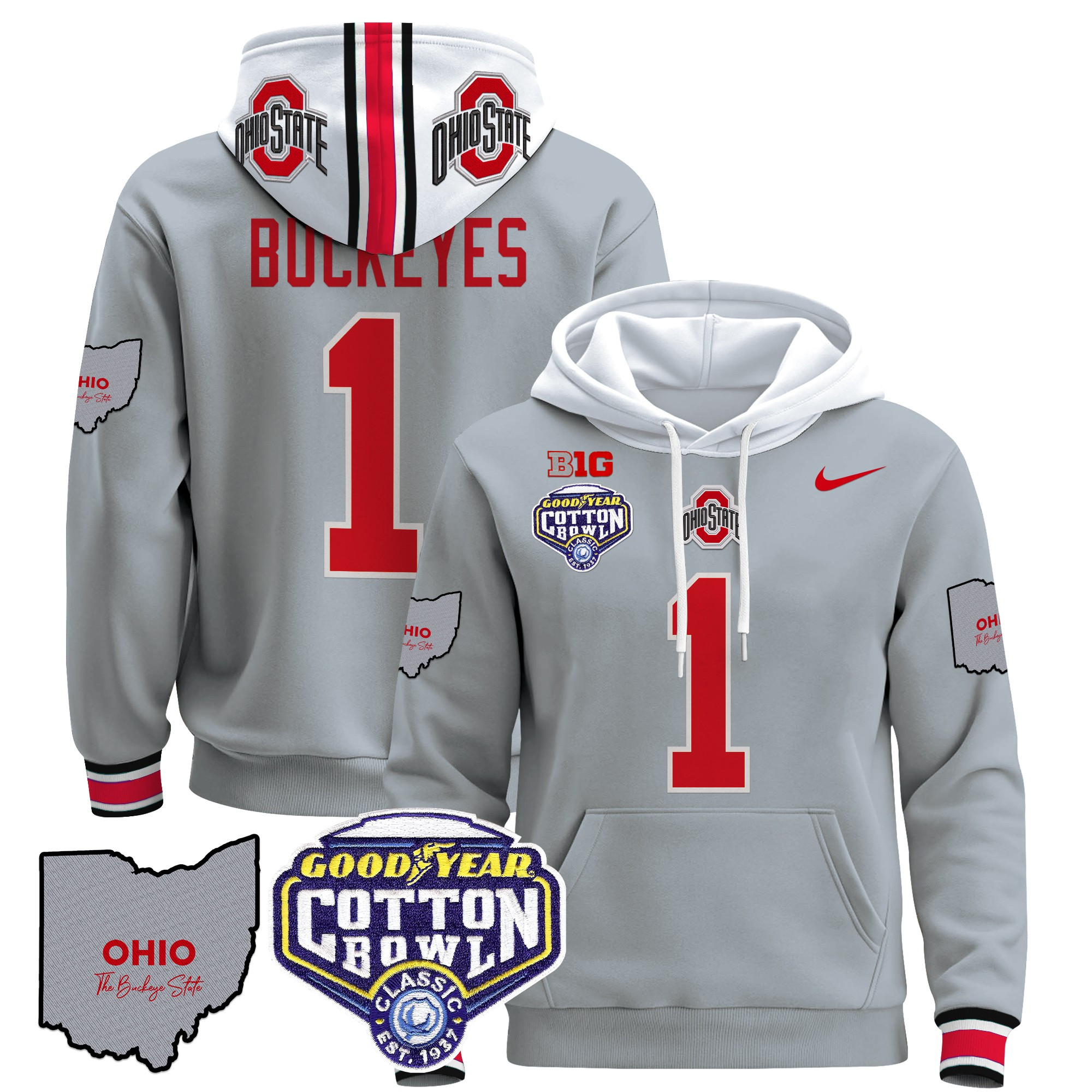 Ohio State Buckeyes Cotton Bowl Patch Pullover Hoodie – All Stitched