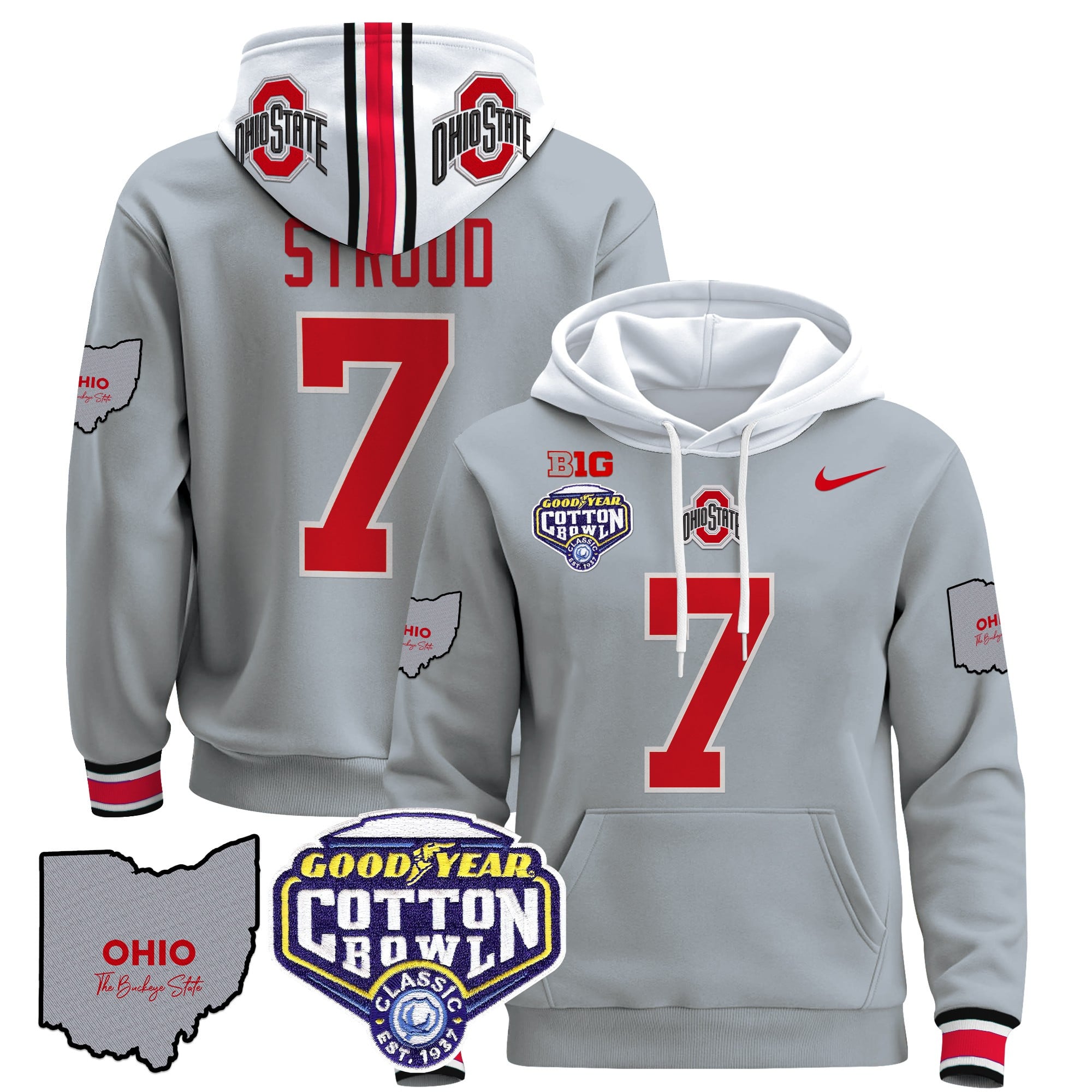 Ohio State Buckeyes Cotton Bowl Patch Pullover Hoodie – All Stitched