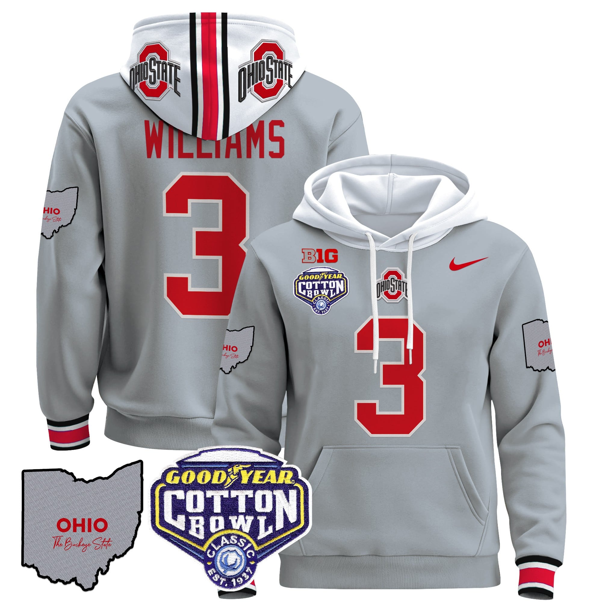 Ohio State Buckeyes Cotton Bowl Patch Pullover Hoodie – All Stitched