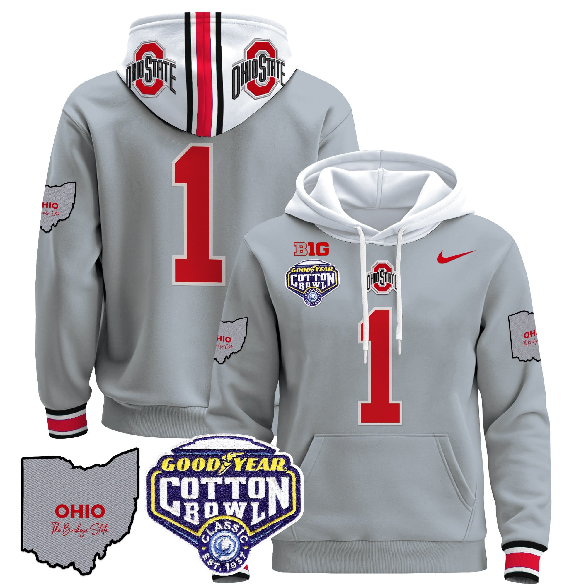 Ohio State Buckeyes Cotton Bowl Patch Pullover Hoodie – All Stitched