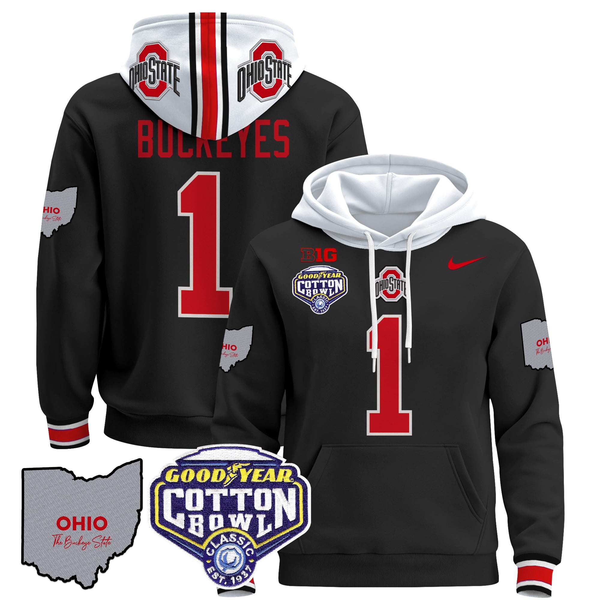 Ohio State Buckeyes Cotton Bowl Patch Pullover Hoodie – All Stitched