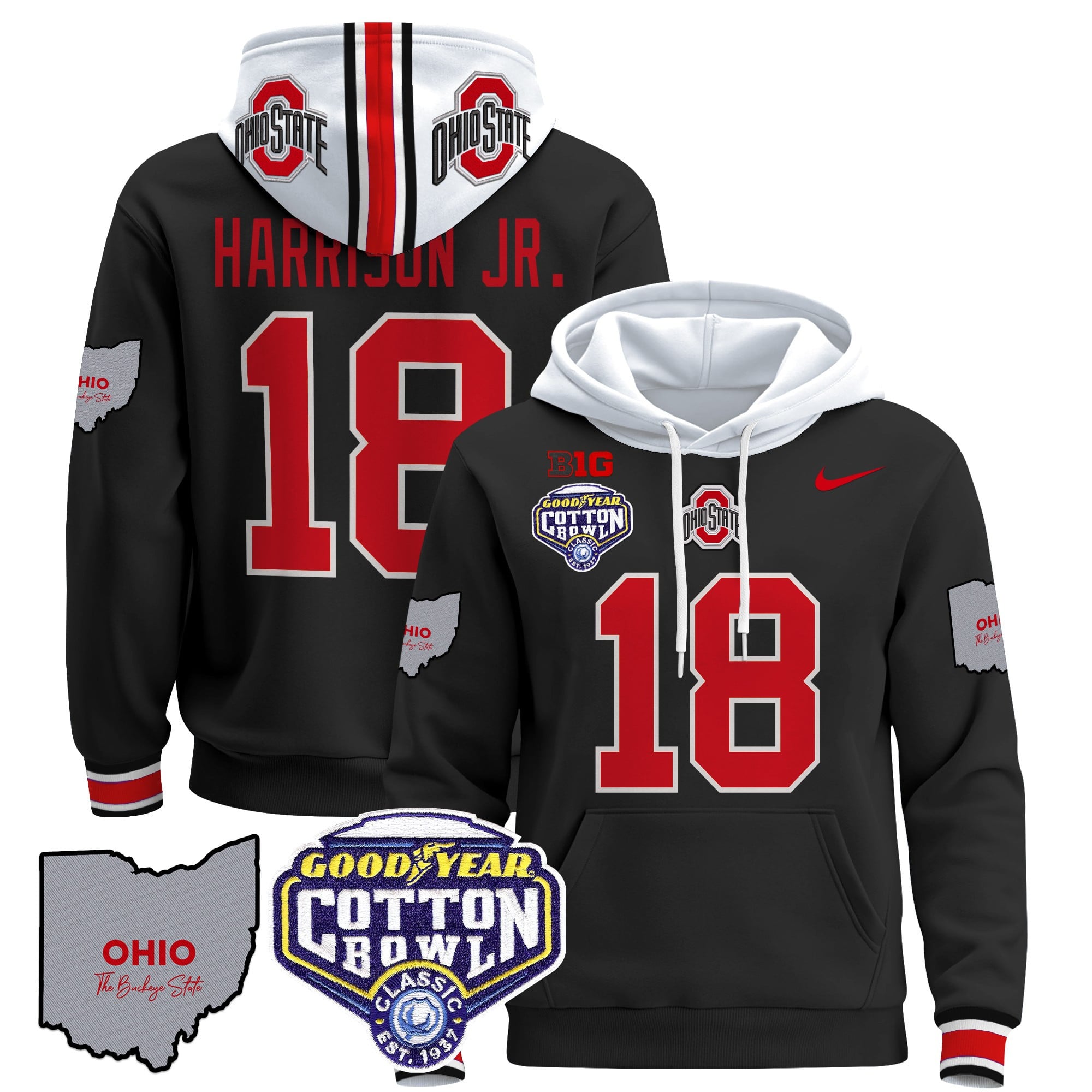 Ohio State Buckeyes Cotton Bowl Patch Pullover Hoodie – All Stitched