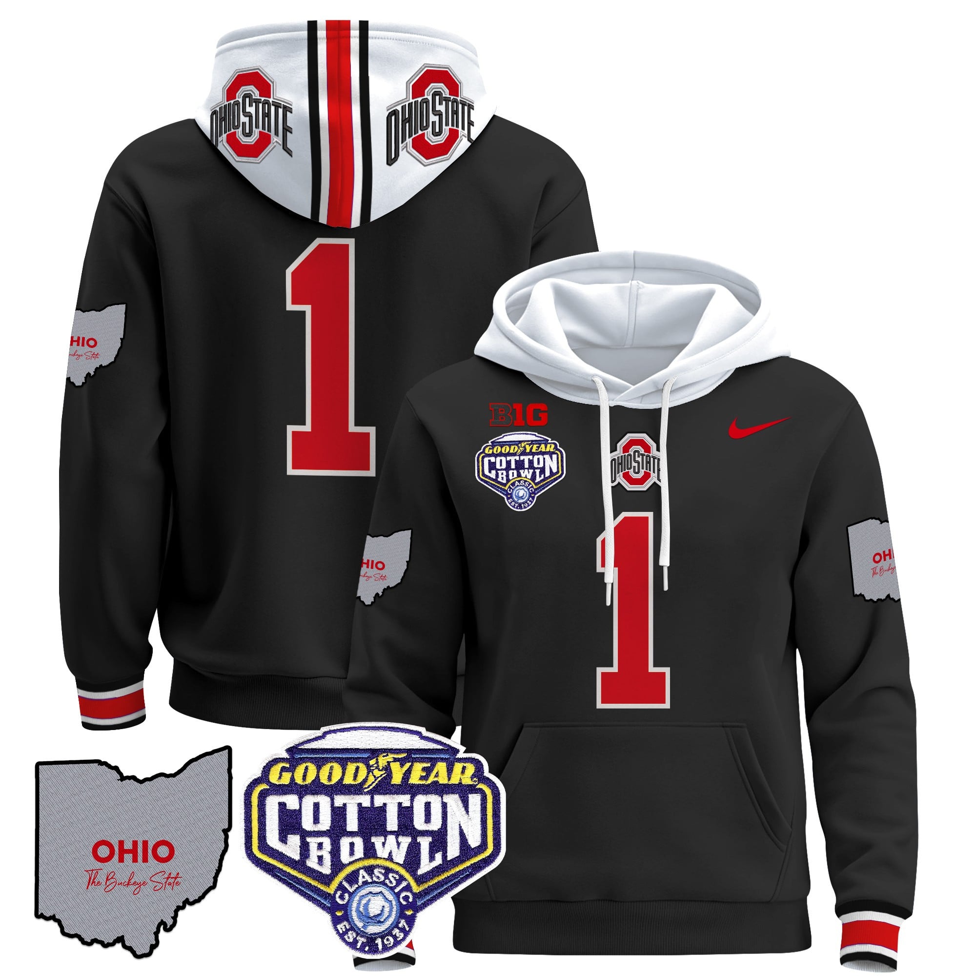 Ohio State Buckeyes Cotton Bowl Patch Pullover Hoodie – All Stitched