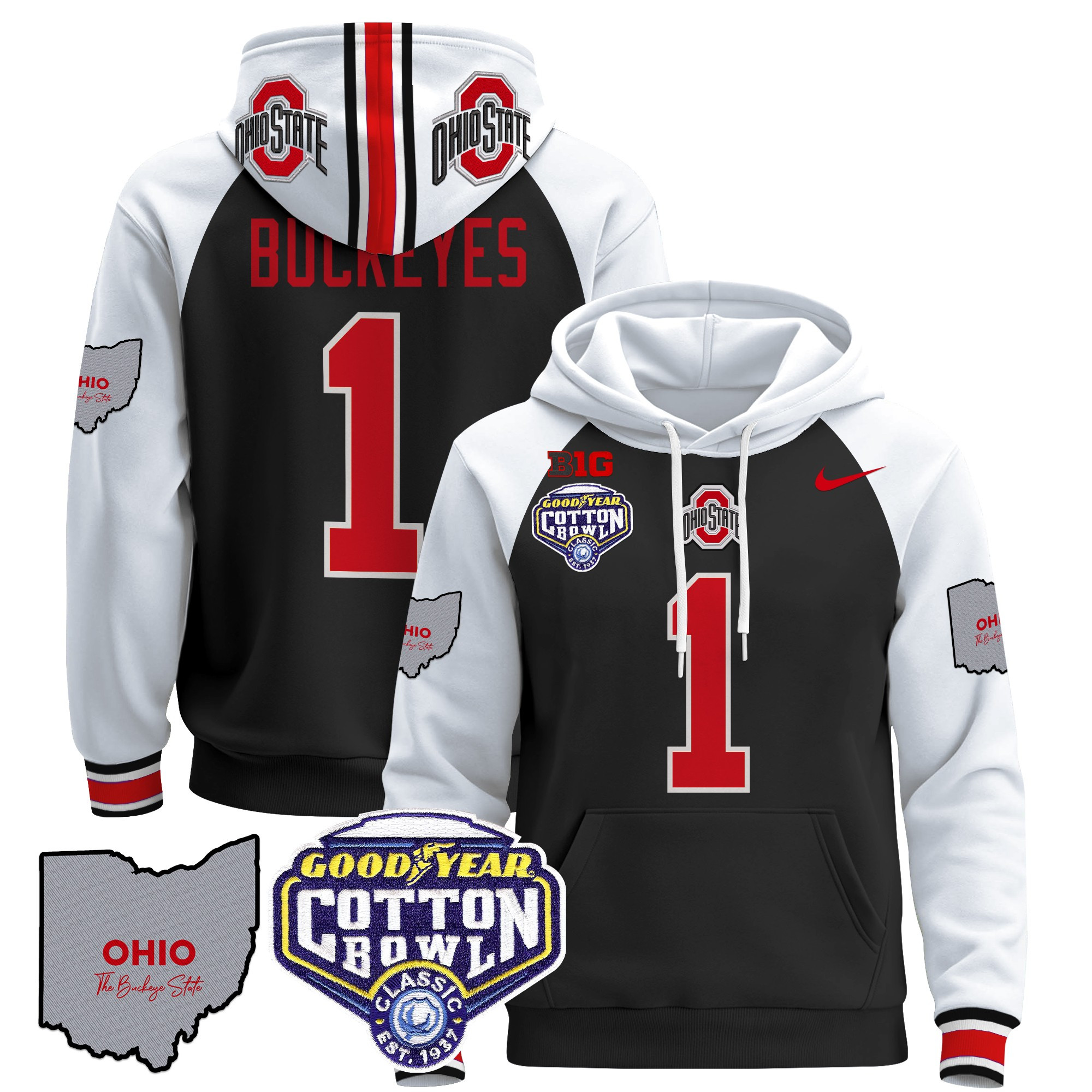 Ohio State Buckeyes Cotton Bowl Patch Pullover Hoodie – All Stitched