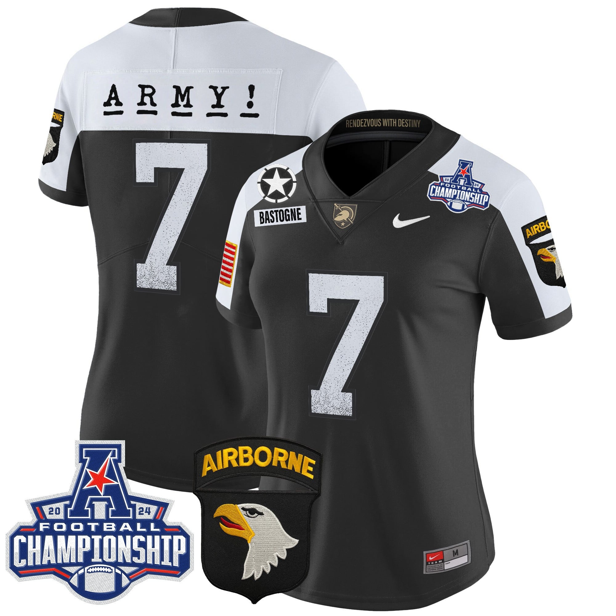 Women’s Army Black Knights 2024 AAC Championship Patch Vapor Limited Jersey – All Stitched