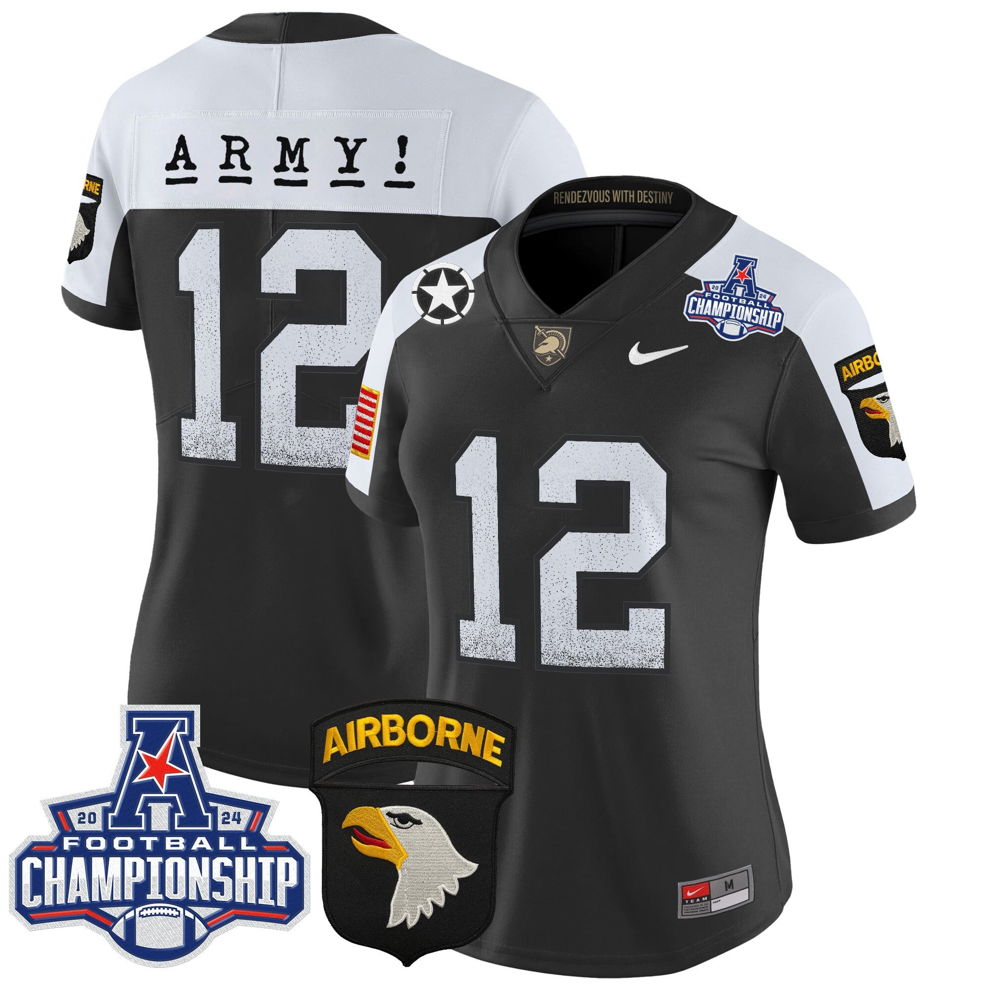 Women’s Army Black Knights 2024 AAC Championship Patch Vapor Limited Jersey – All Stitched