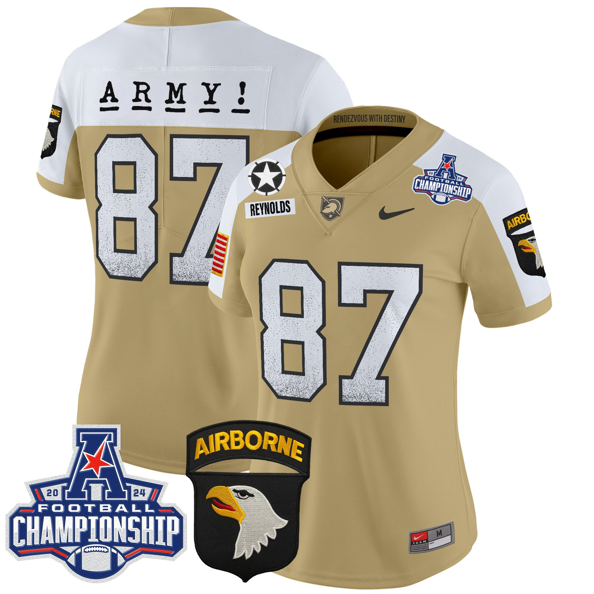 Women’s Army Black Knights 2024 AAC Championship Patch Vapor Limited Jersey – All Stitched