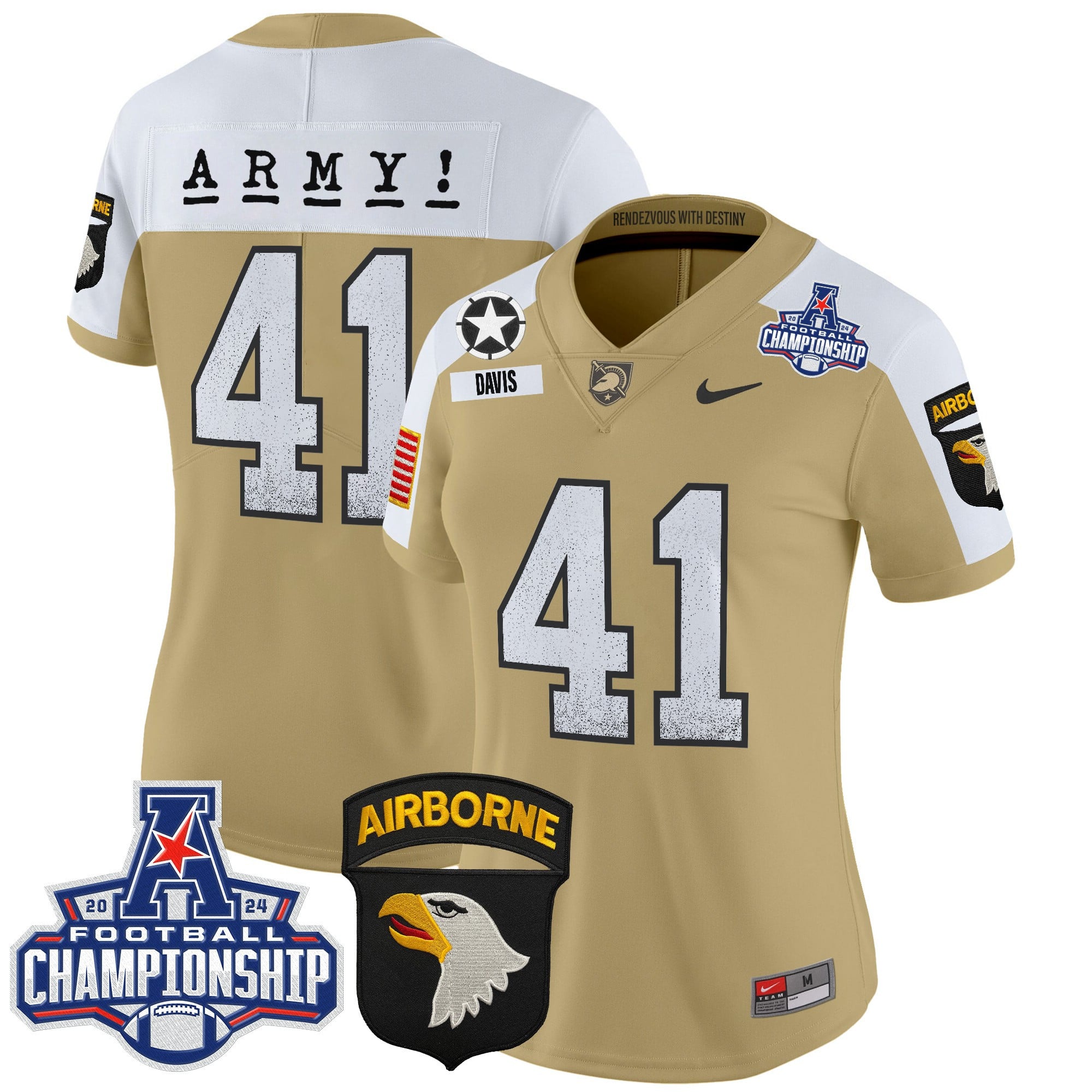 Women’s Army Black Knights 2024 AAC Championship Patch Vapor Limited Jersey – All Stitched